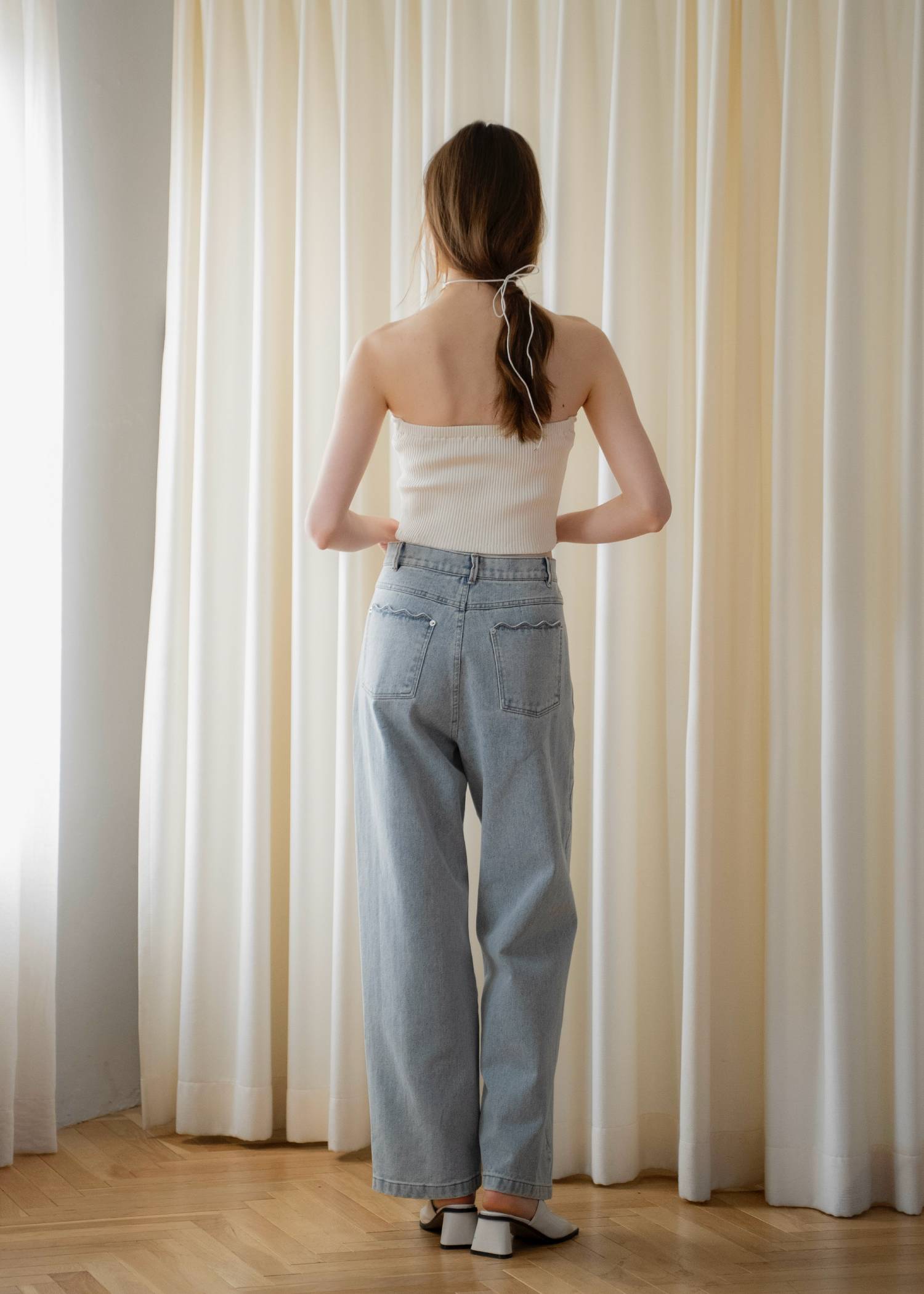 square lace big tee & rib tops SET