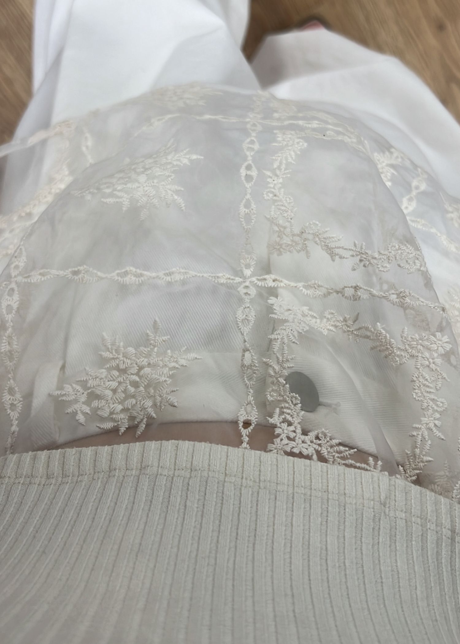 square lace big tee & rib tops SET