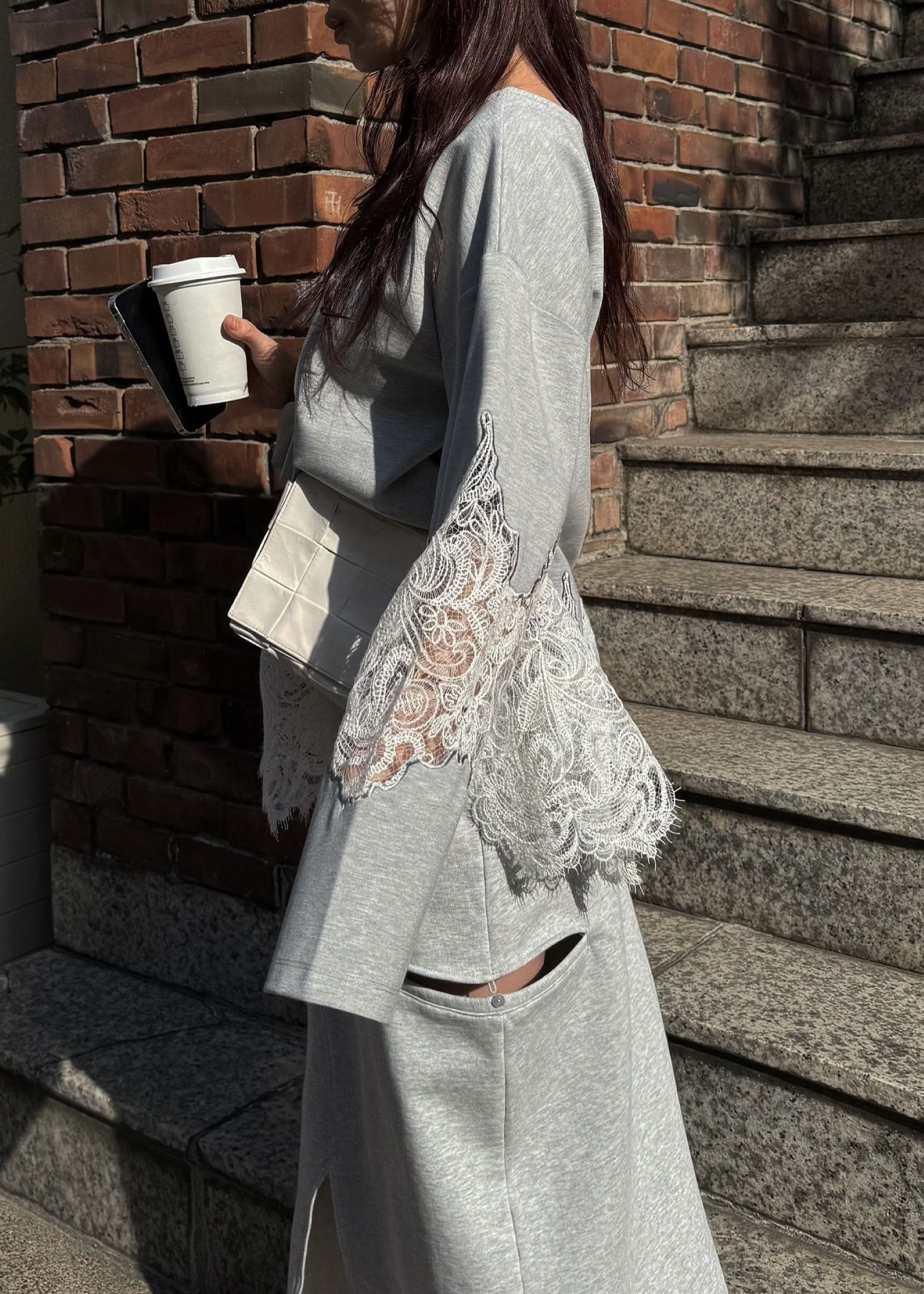 scallop lace sheer panel cut & sewn tops