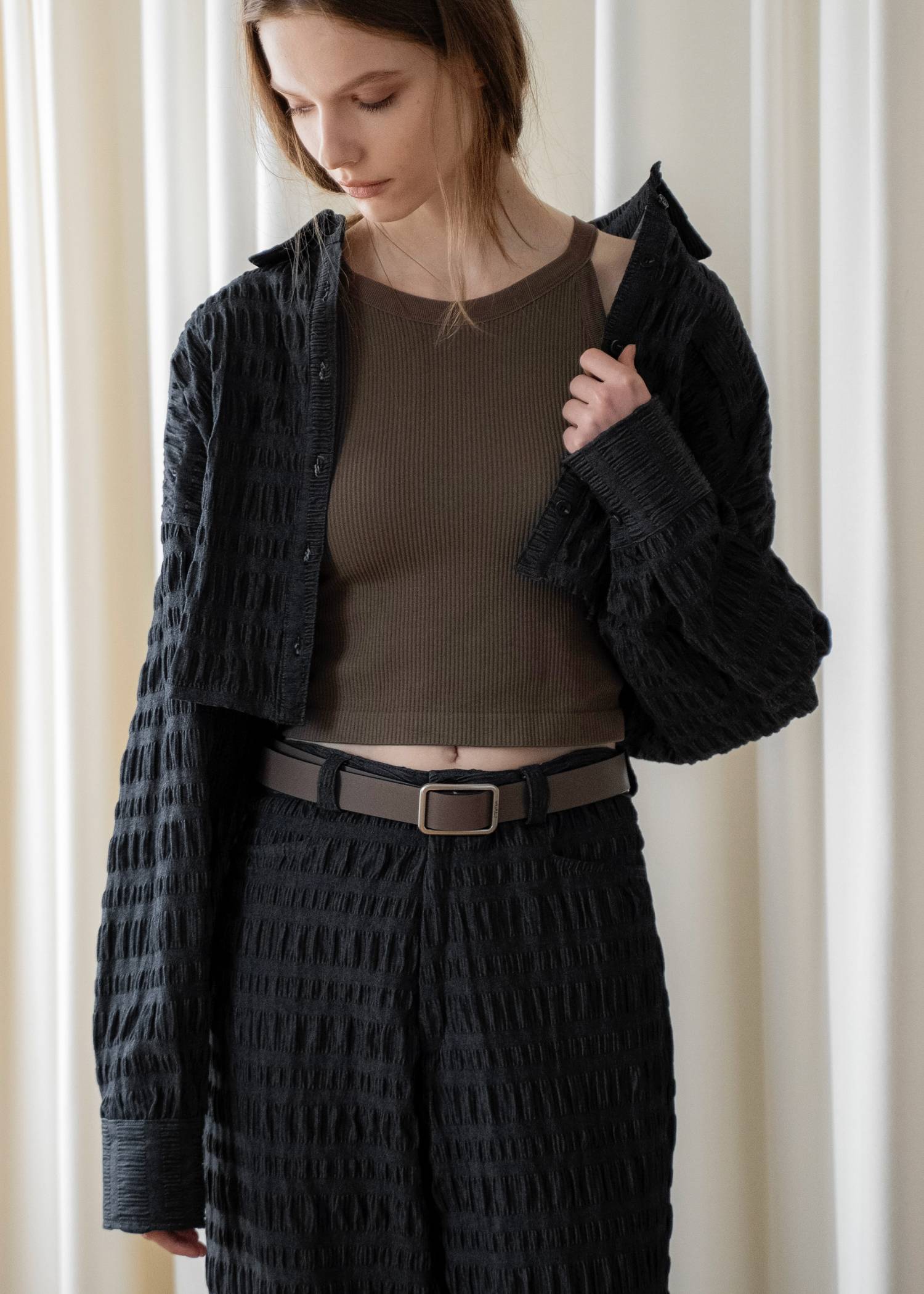 shirring dungaree short SH