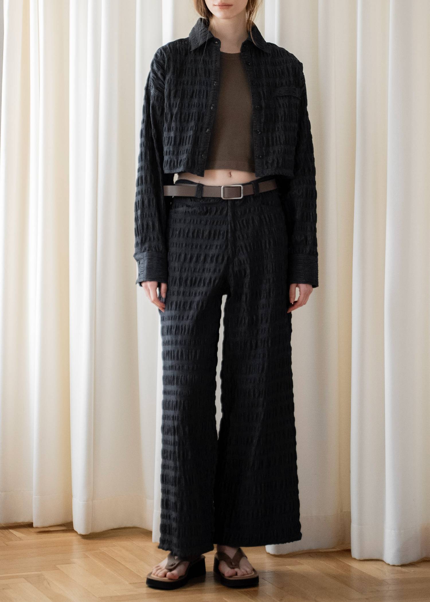 shirring dungaree short SH