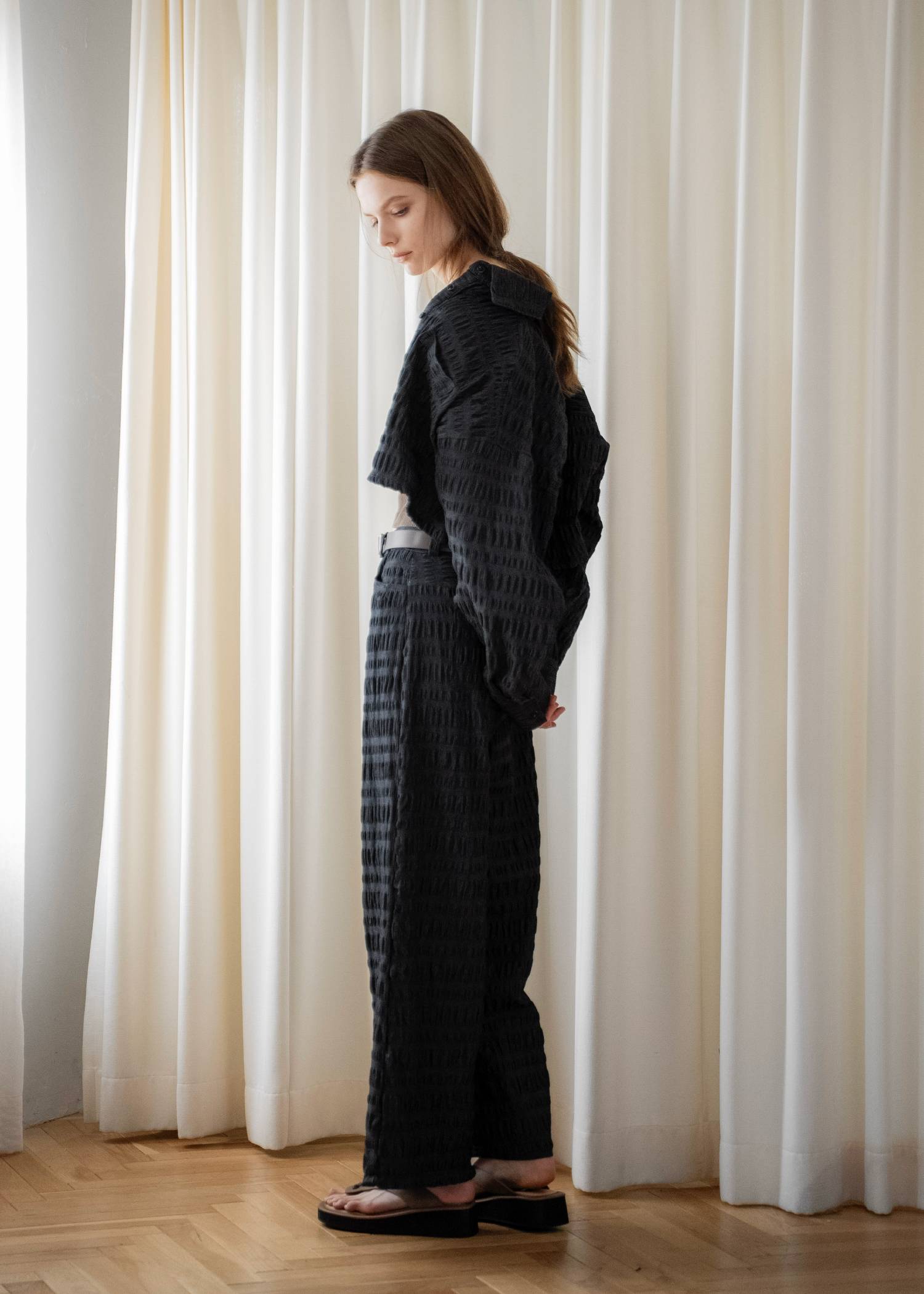 shirring dungaree short SH