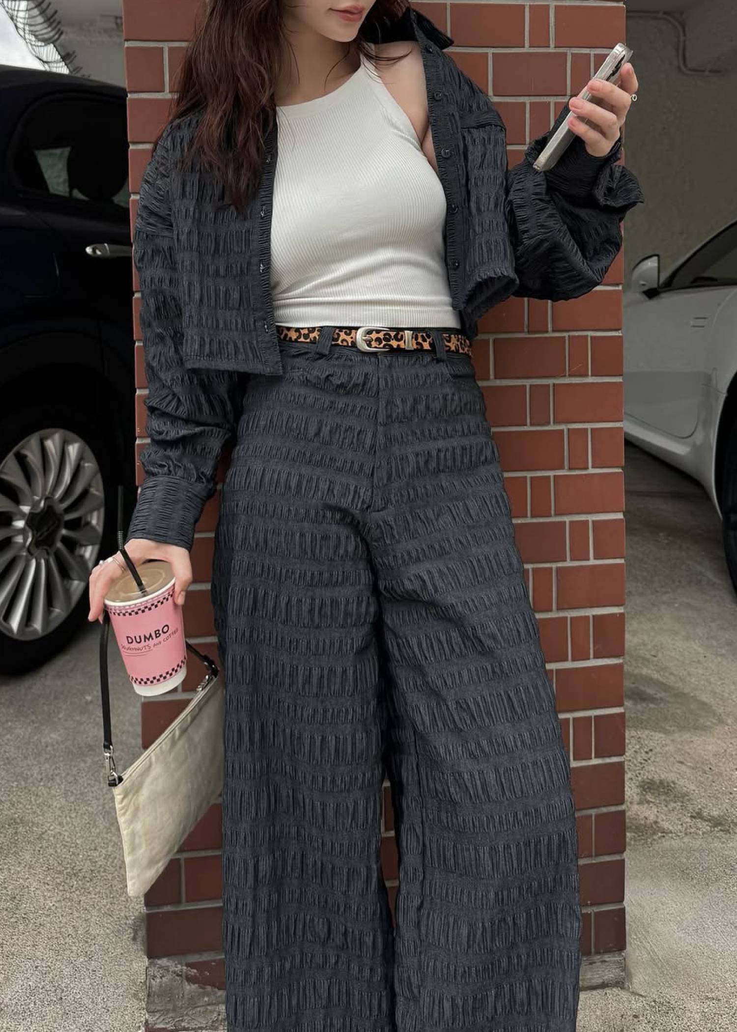 shirring dungaree short SH