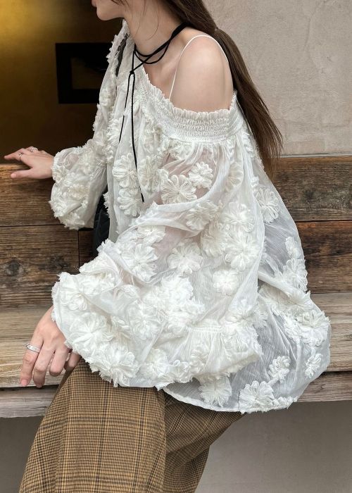 flower motif sheer BL
