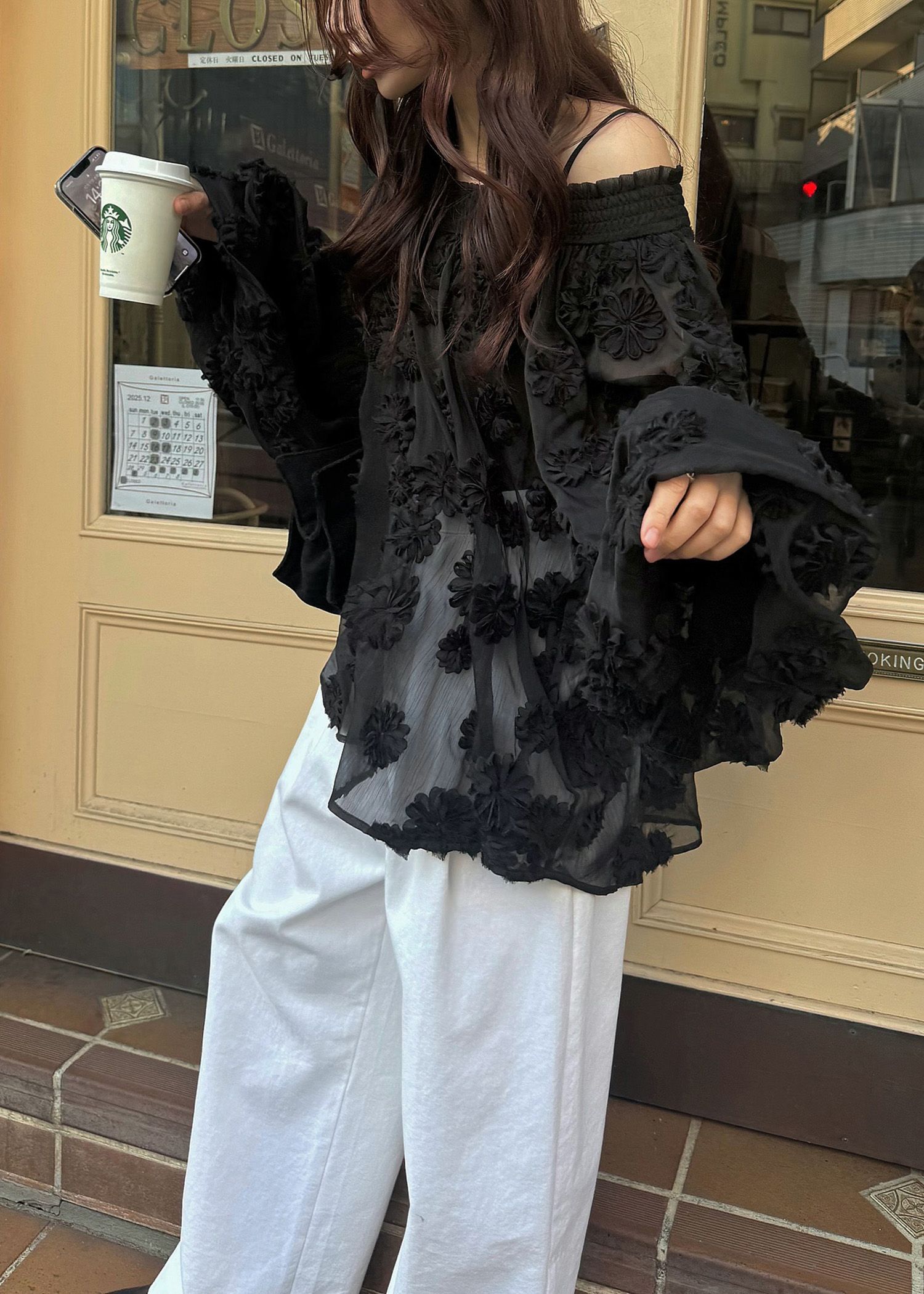 flower motif sheer BL