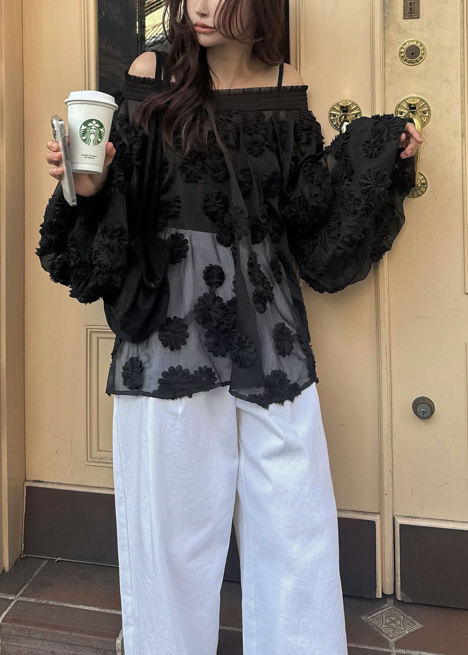 flower motif sheer BL