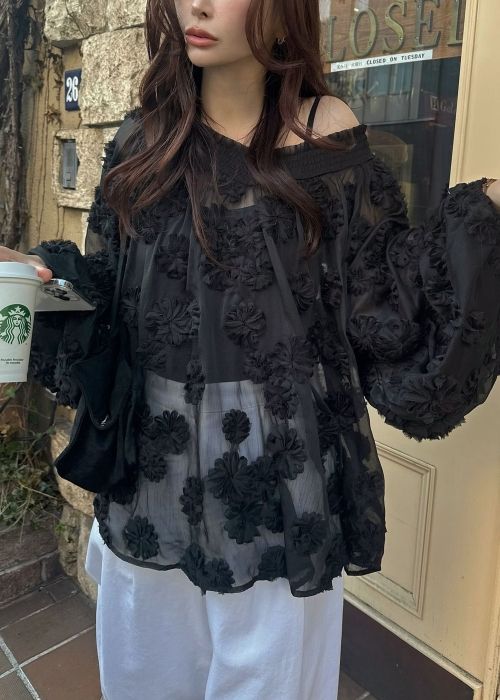 flower motif sheer BL