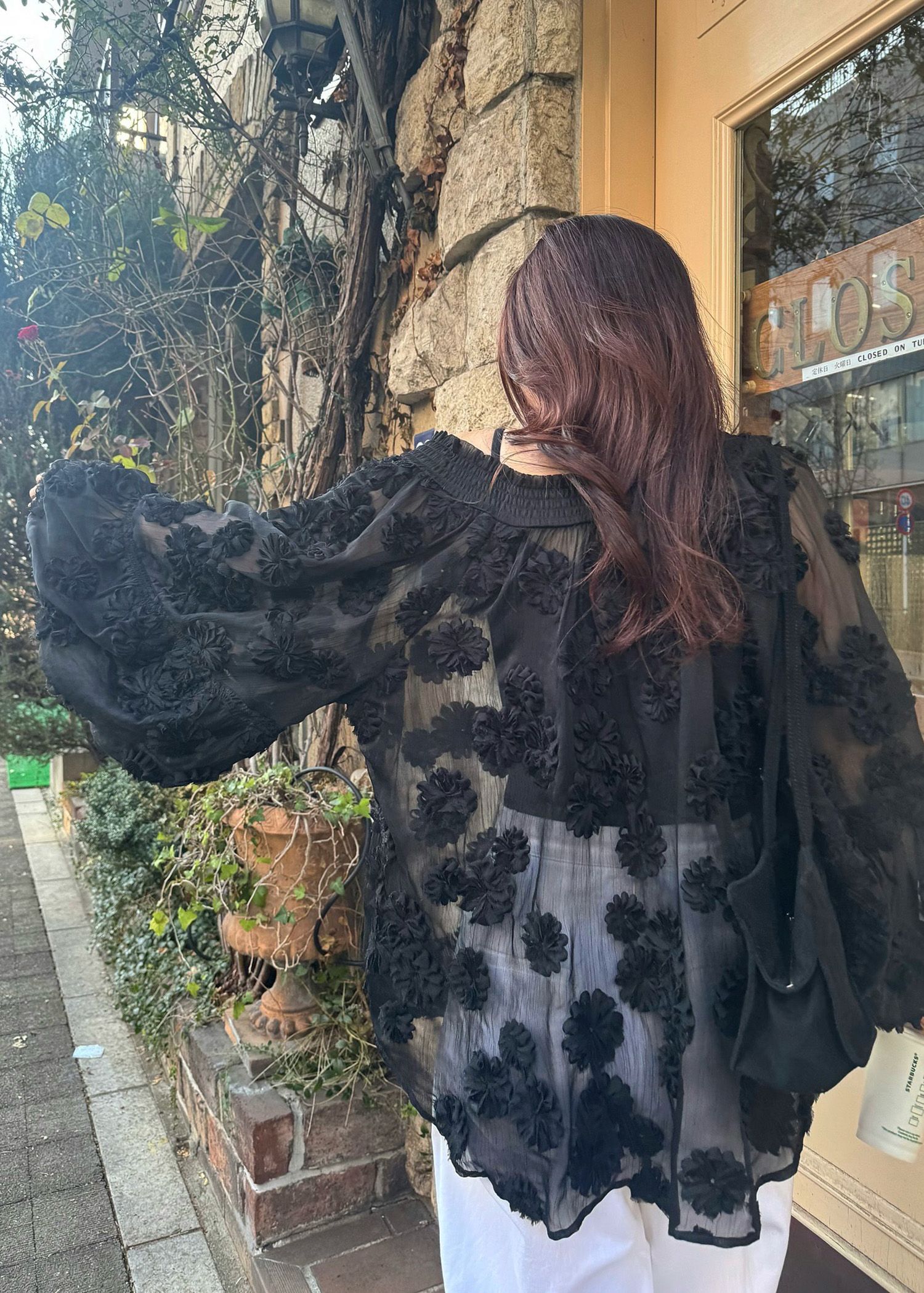 flower motif sheer BL