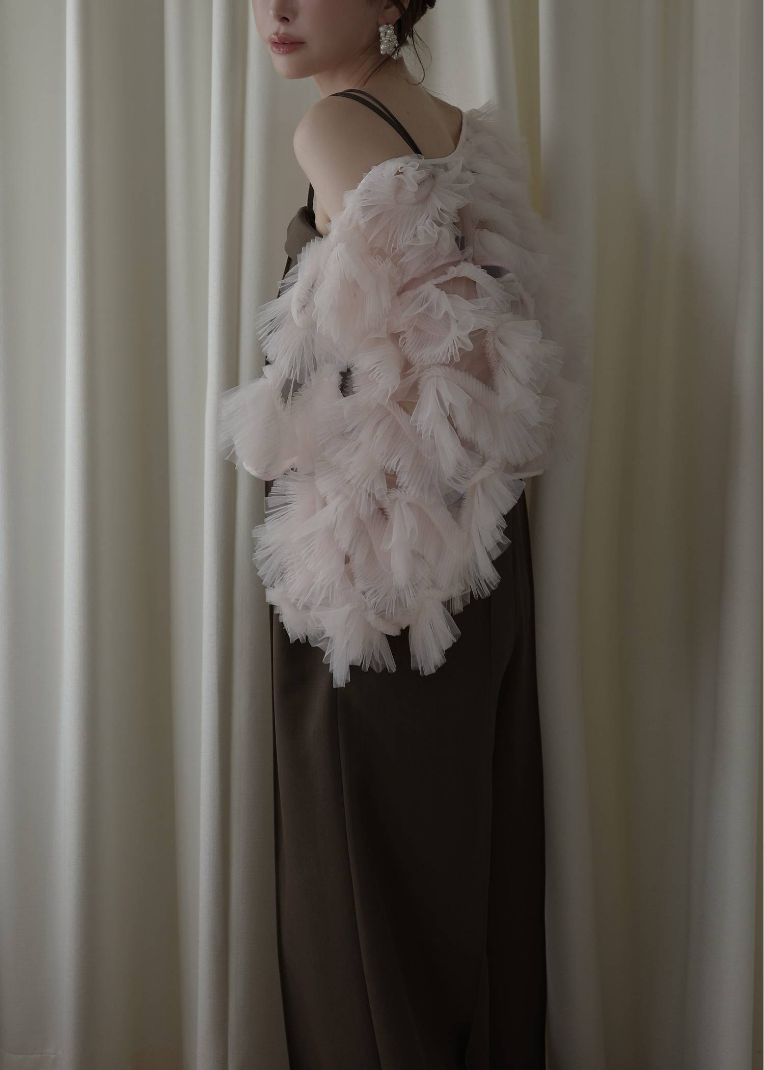 motif tulle sheer bolero tops