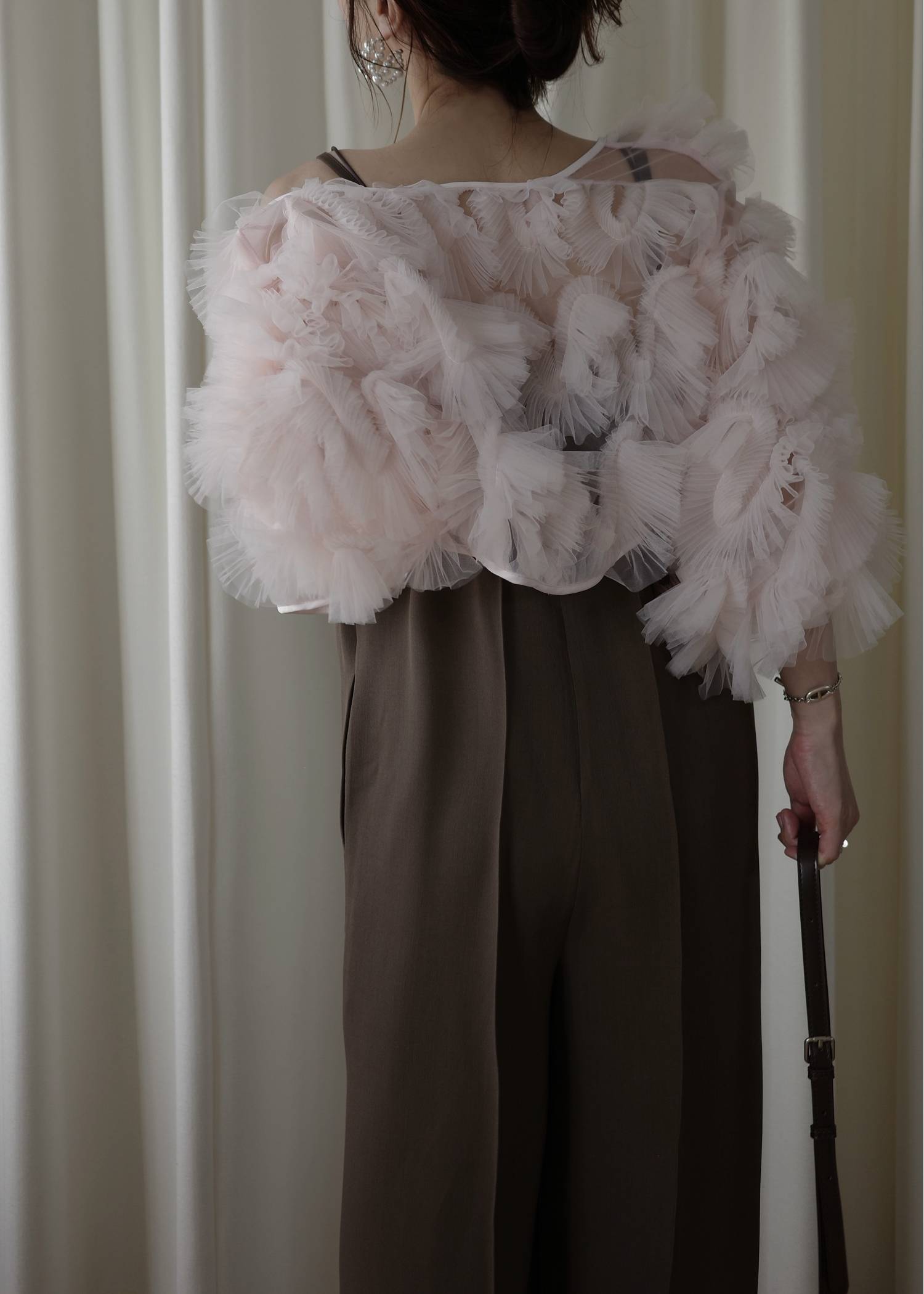 motif tulle sheer bolero tops