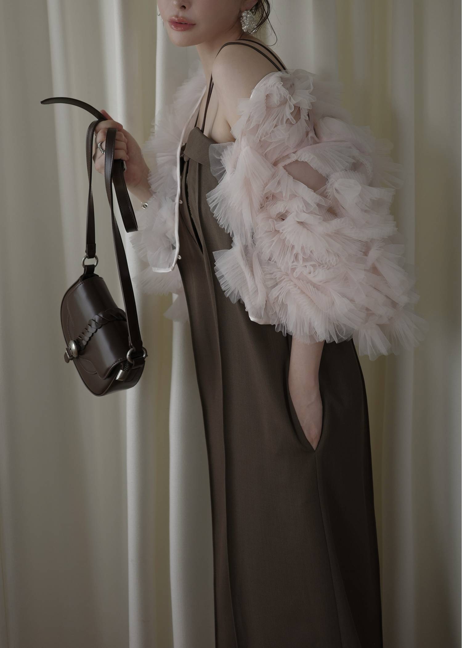 motif tulle sheer bolero tops