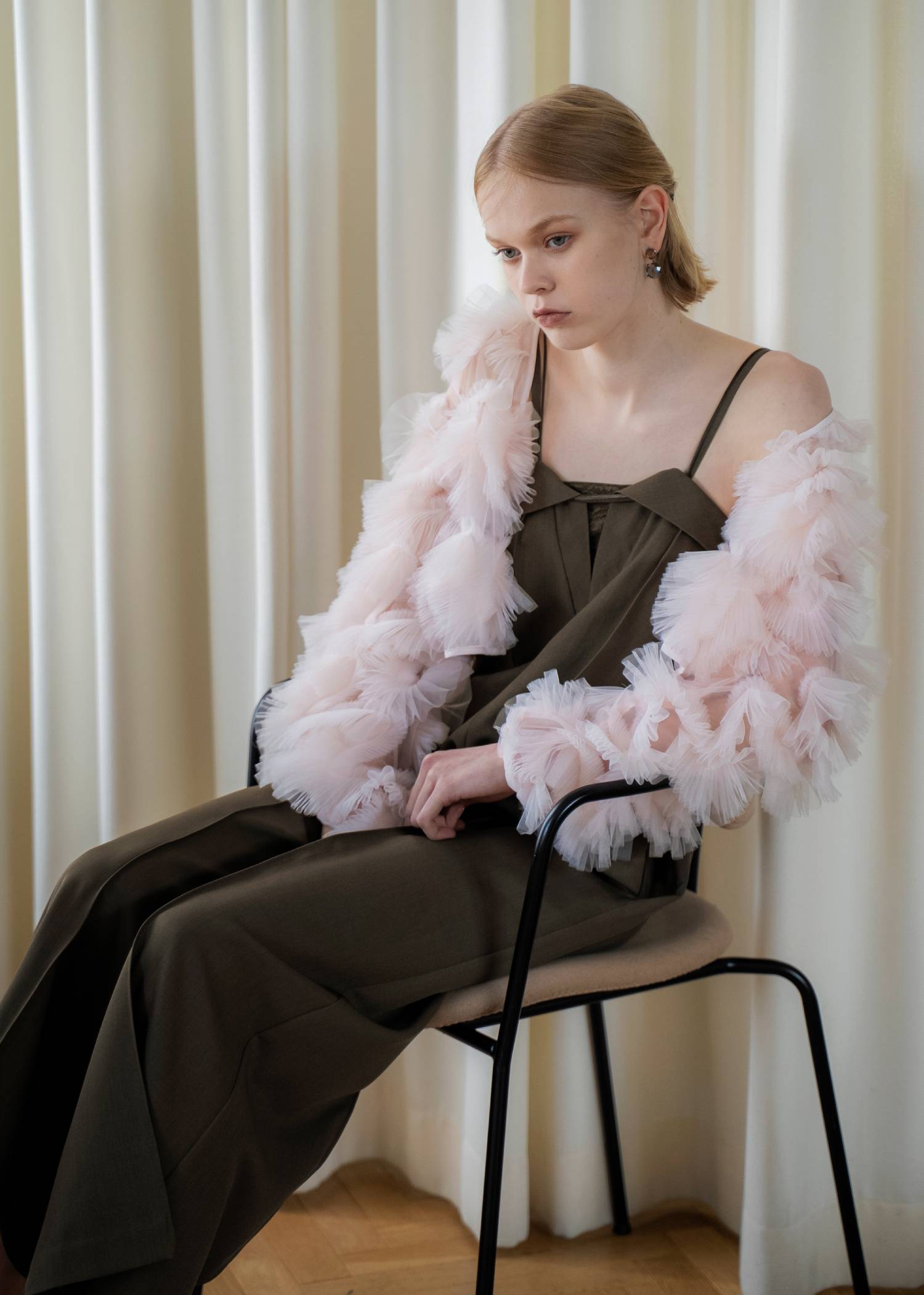 motif tulle sheer bolero tops