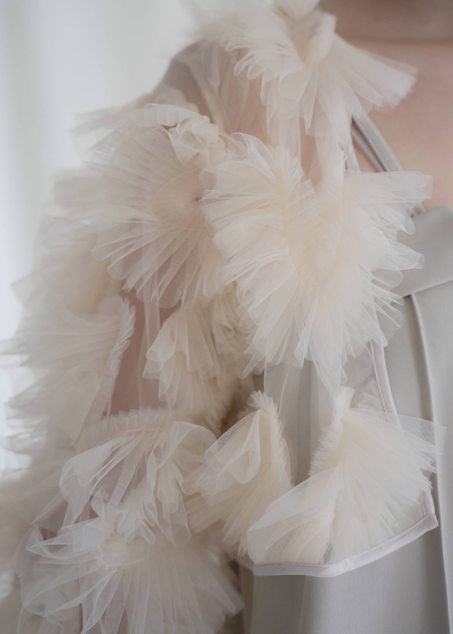 motif tulle sheer bolero tops