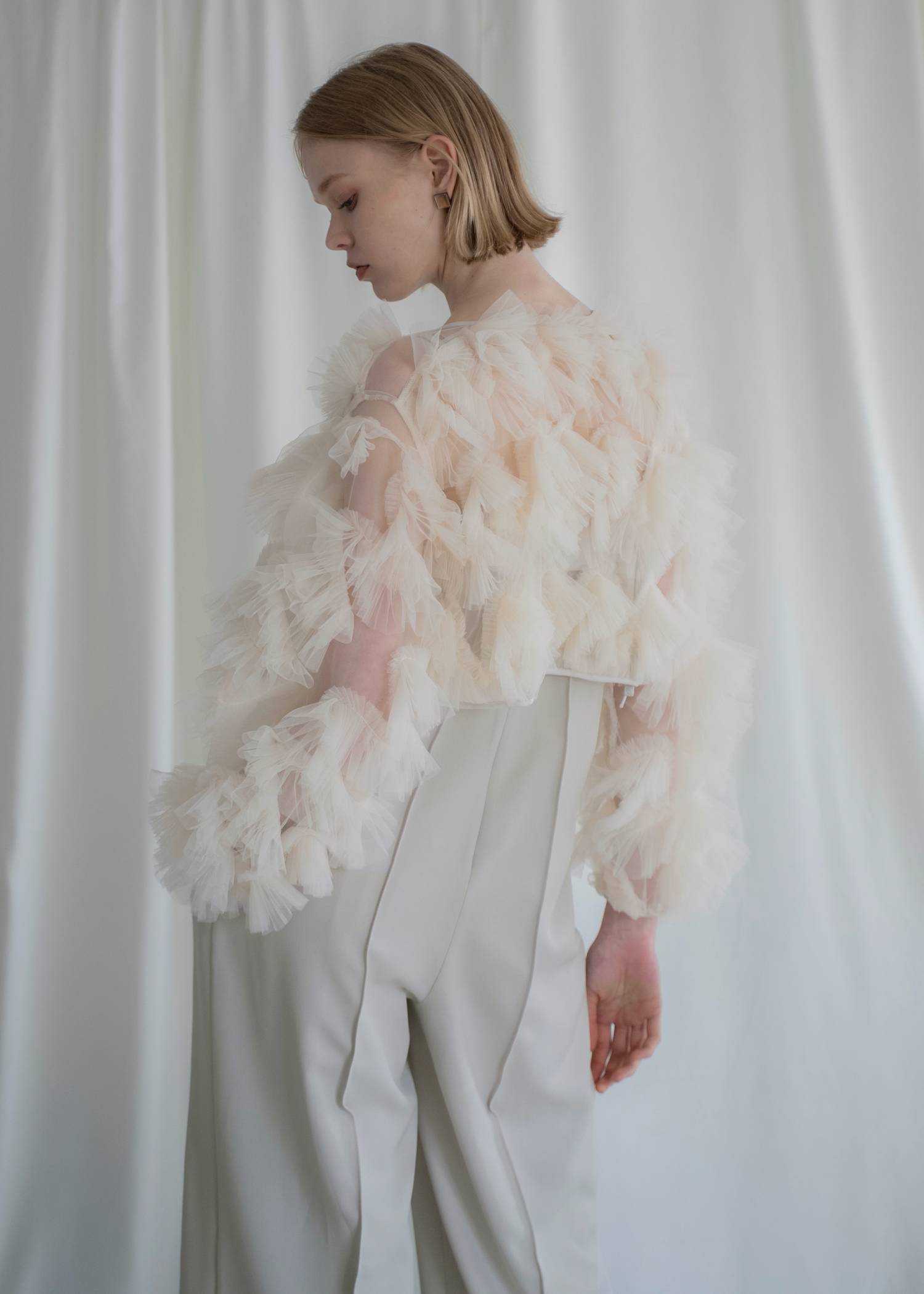 motif tulle sheer bolero tops