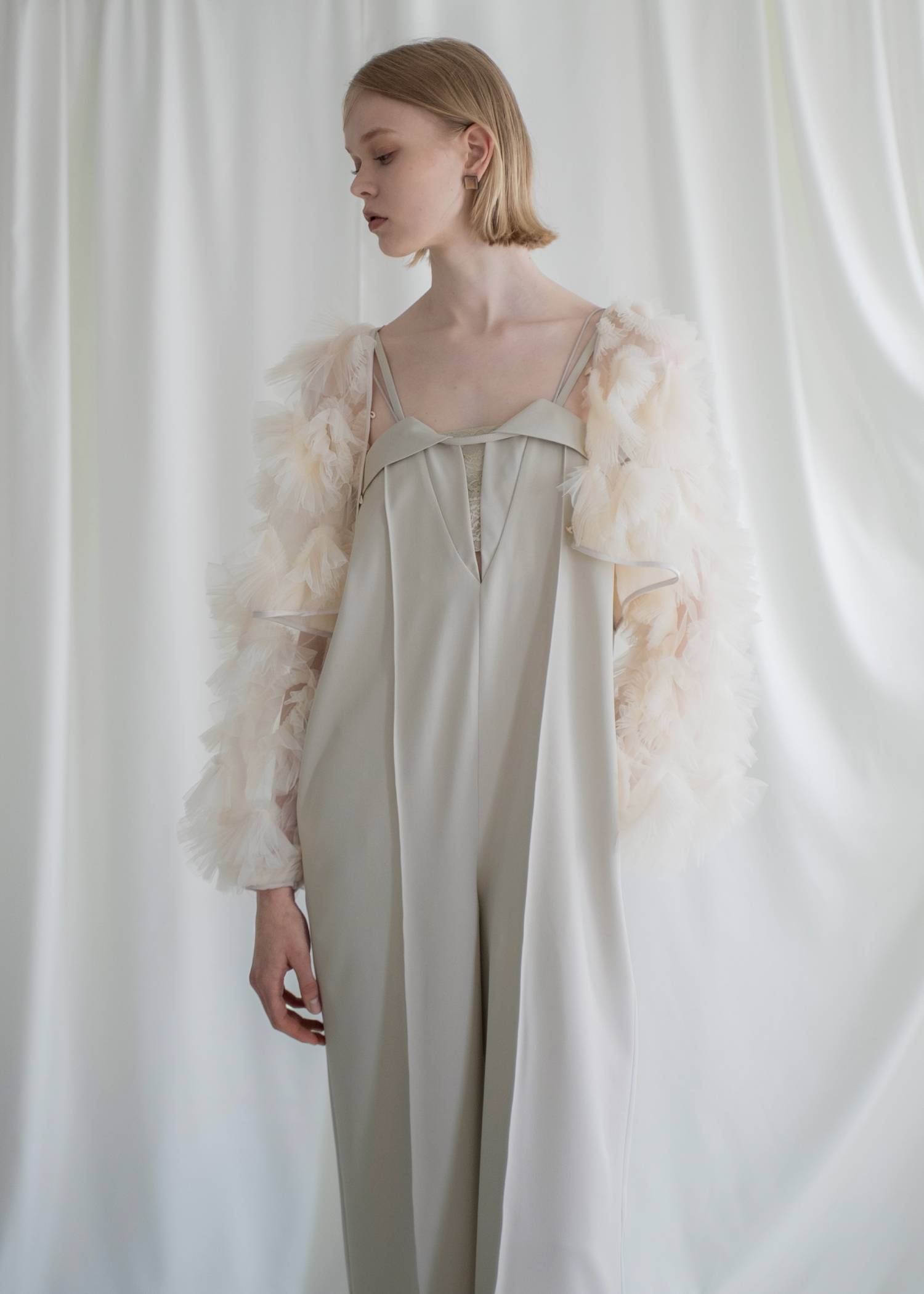 motif tulle sheer bolero tops