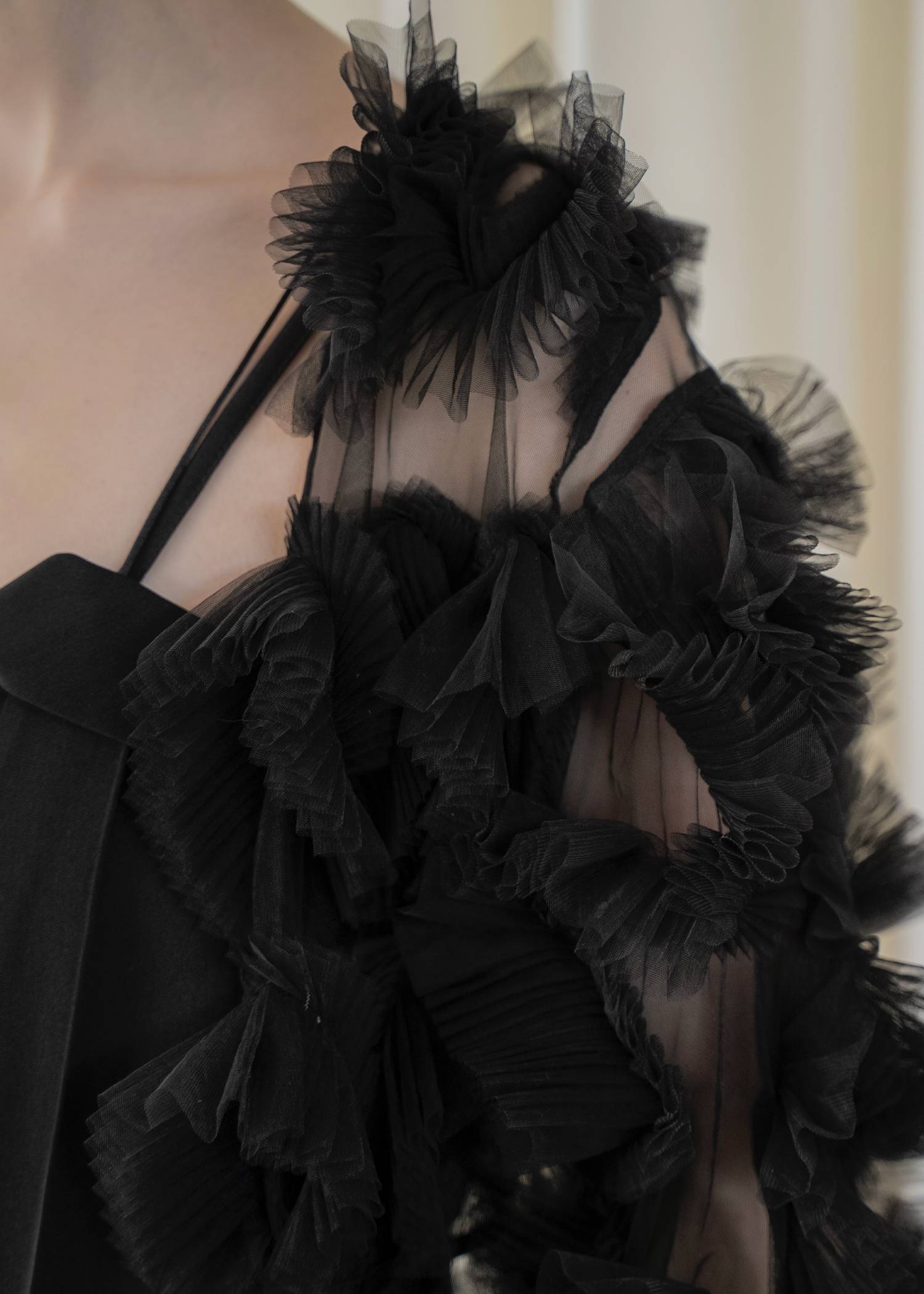 motif tulle sheer bolero tops