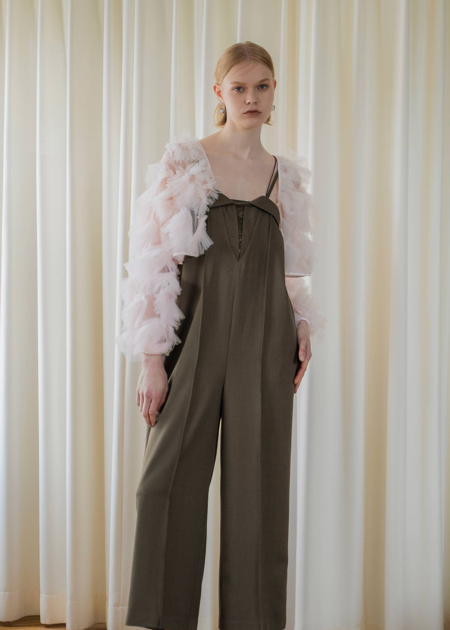 motif tulle sheer bolero tops