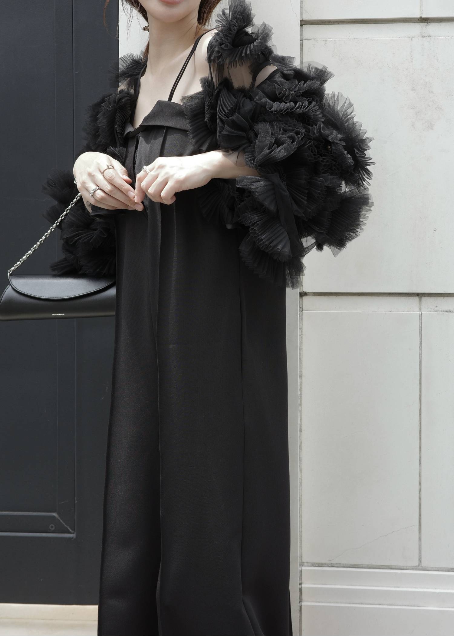 motif tulle sheer bolero tops