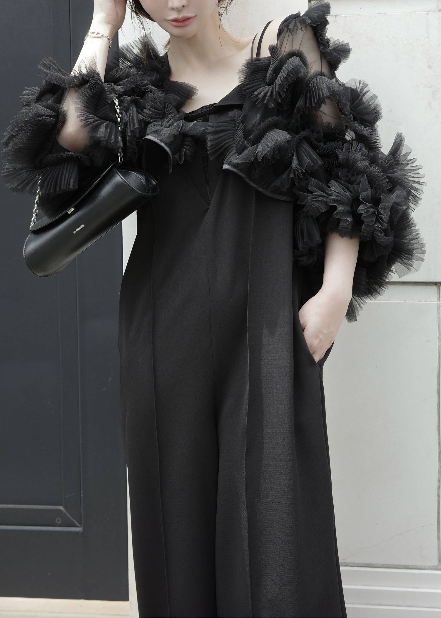 motif tulle sheer bolero tops