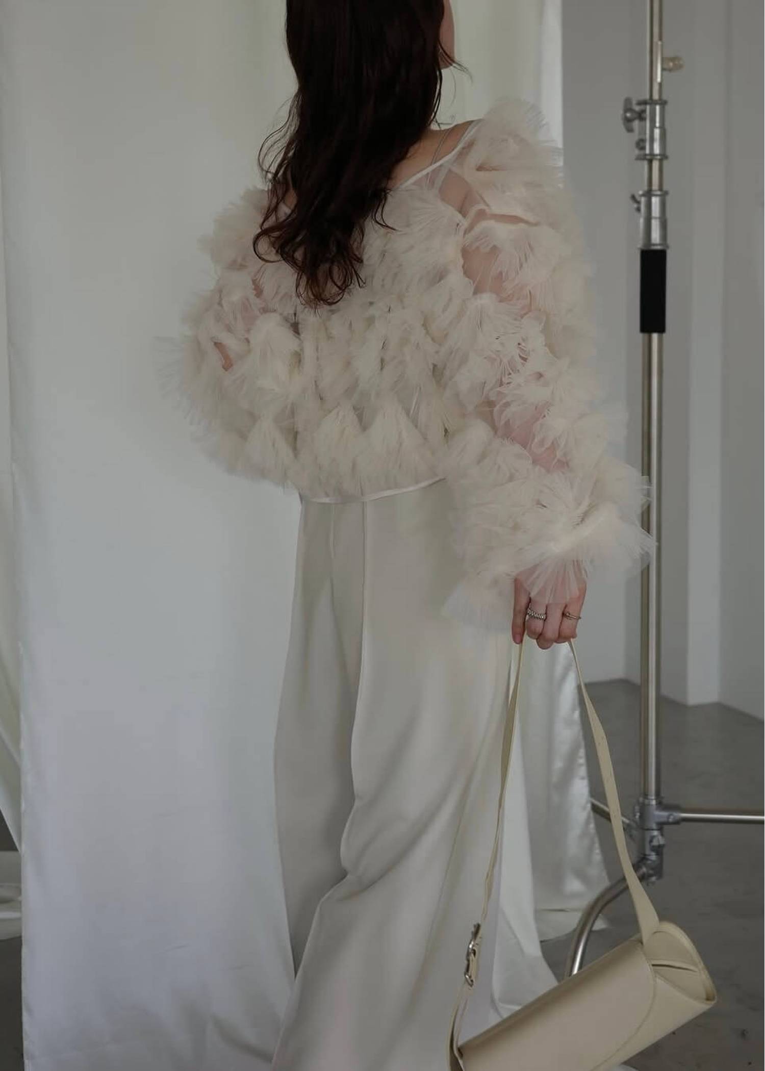 motif tulle sheer bolero tops