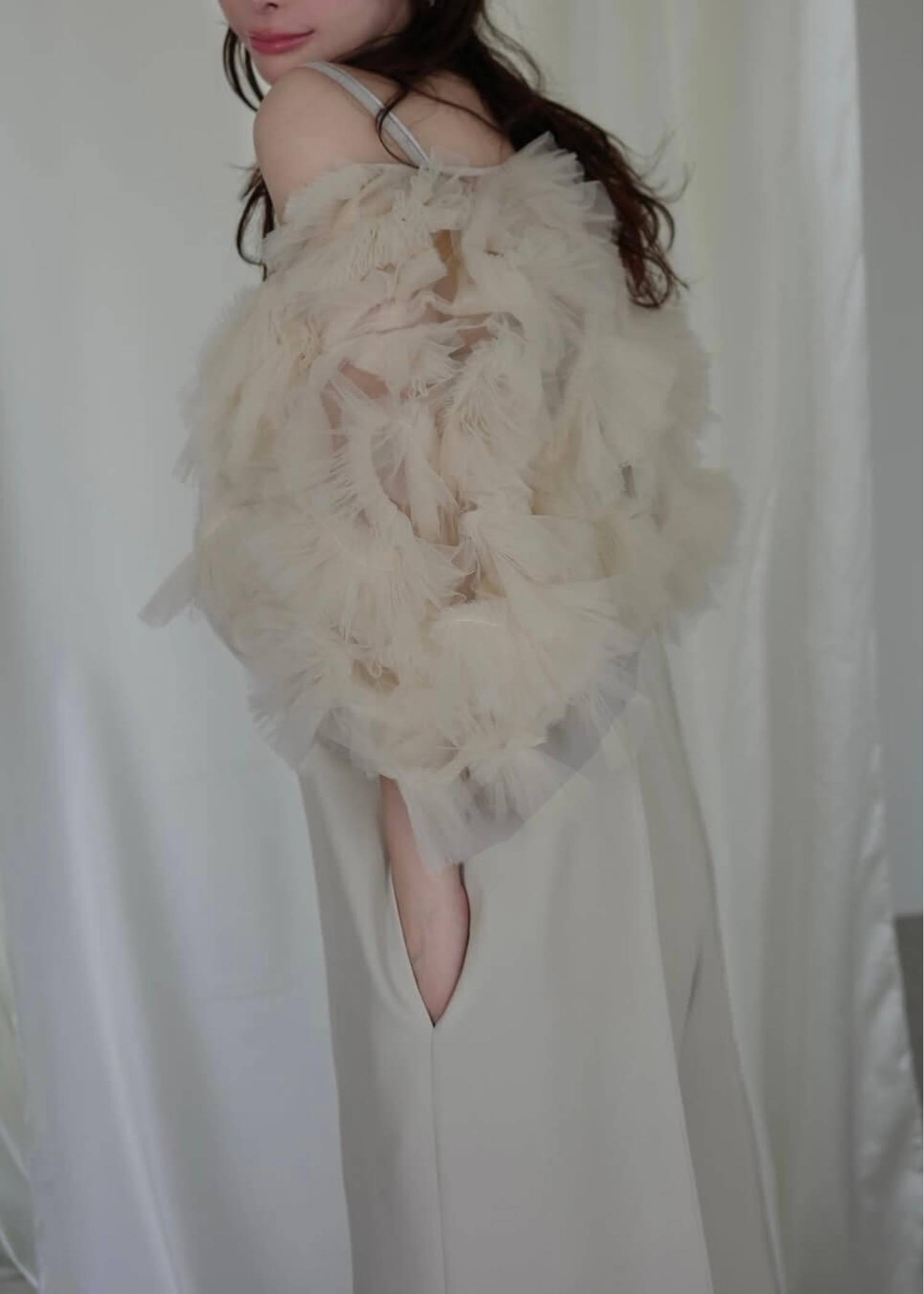 motif tulle sheer bolero tops