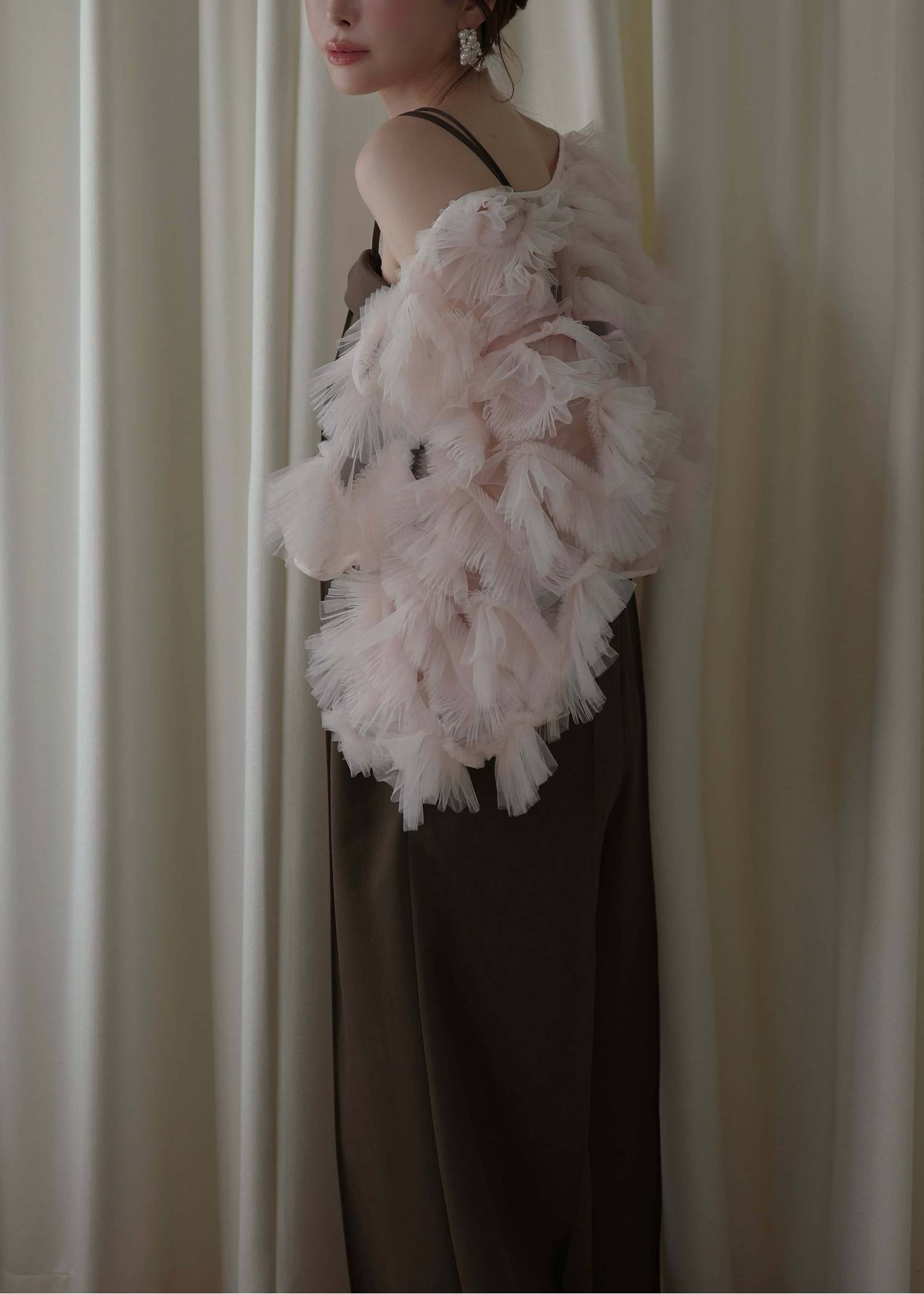 motif tulle sheer bolero tops