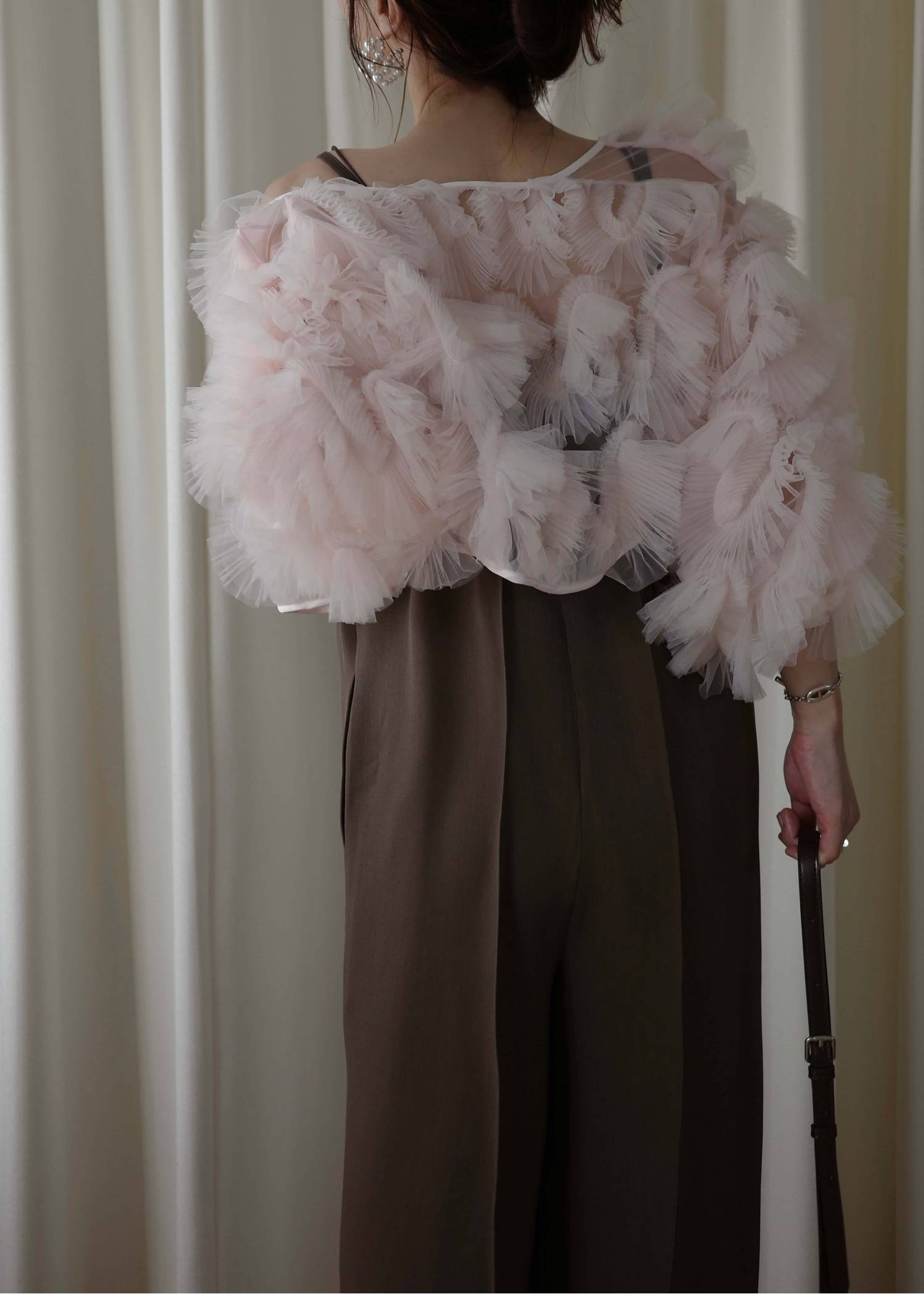 motif tulle sheer bolero tops