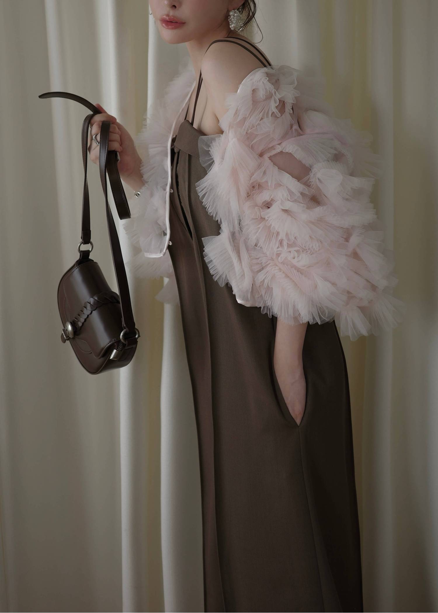 motif tulle sheer bolero tops