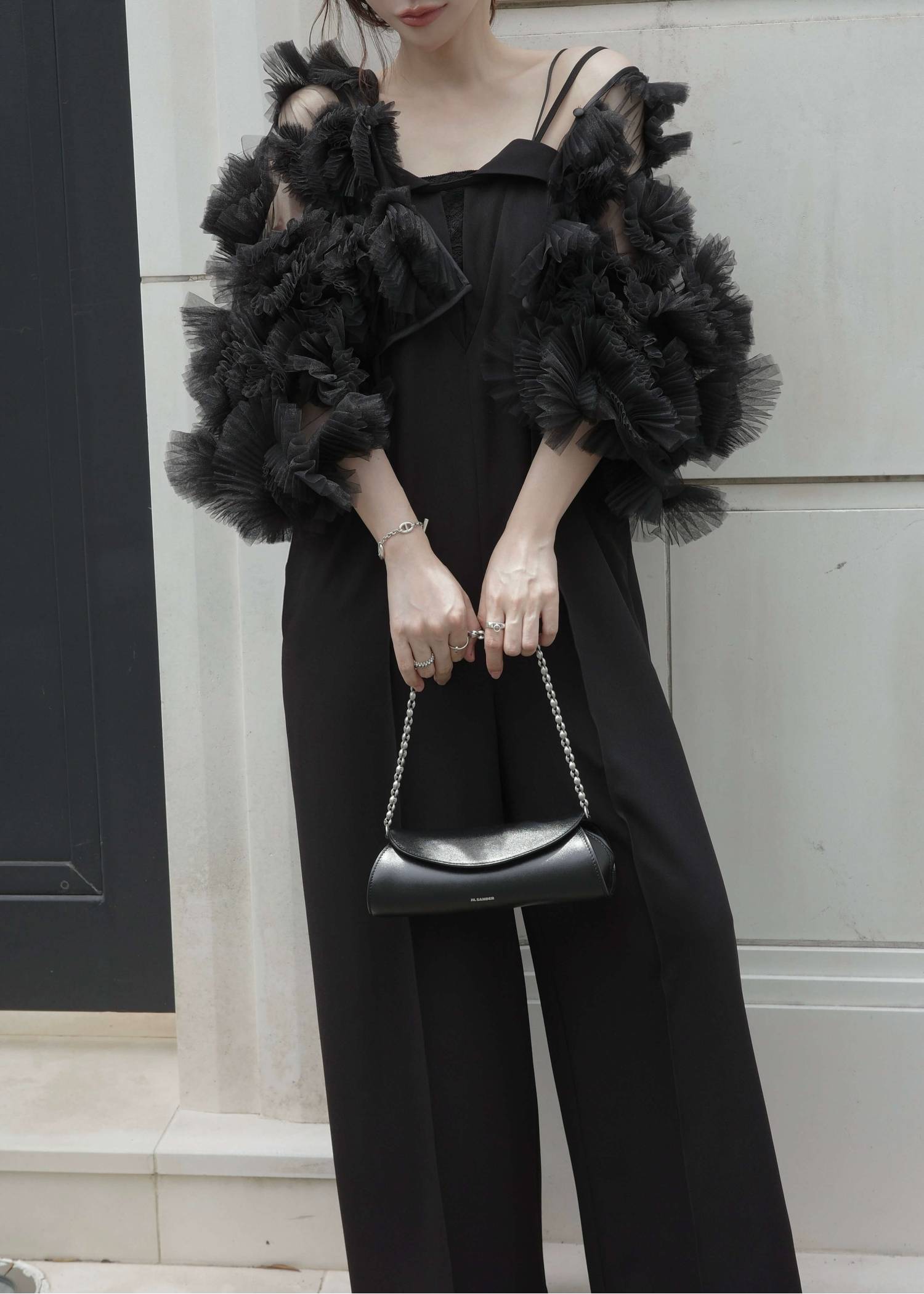 motif tulle sheer bolero tops