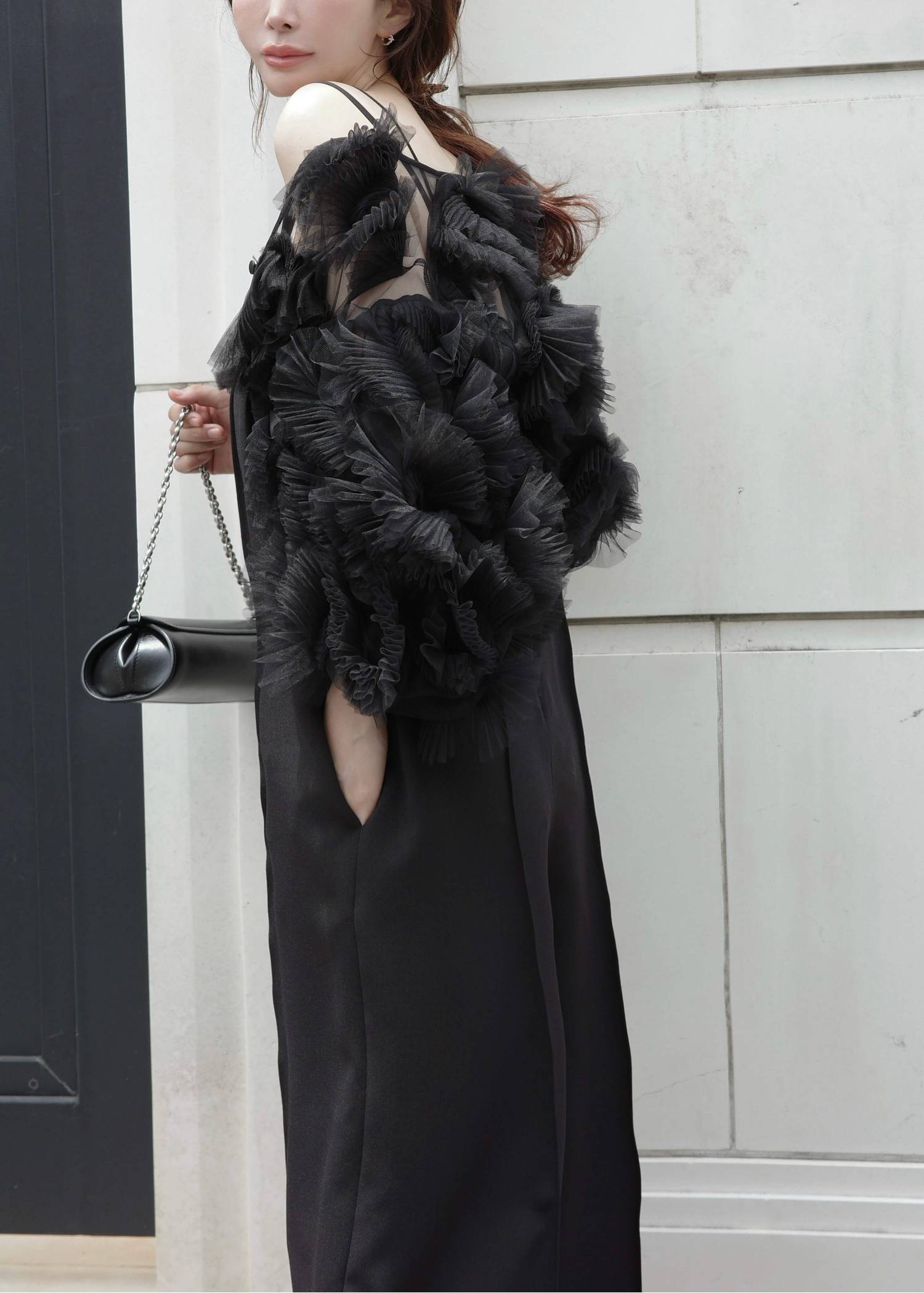motif tulle sheer bolero tops