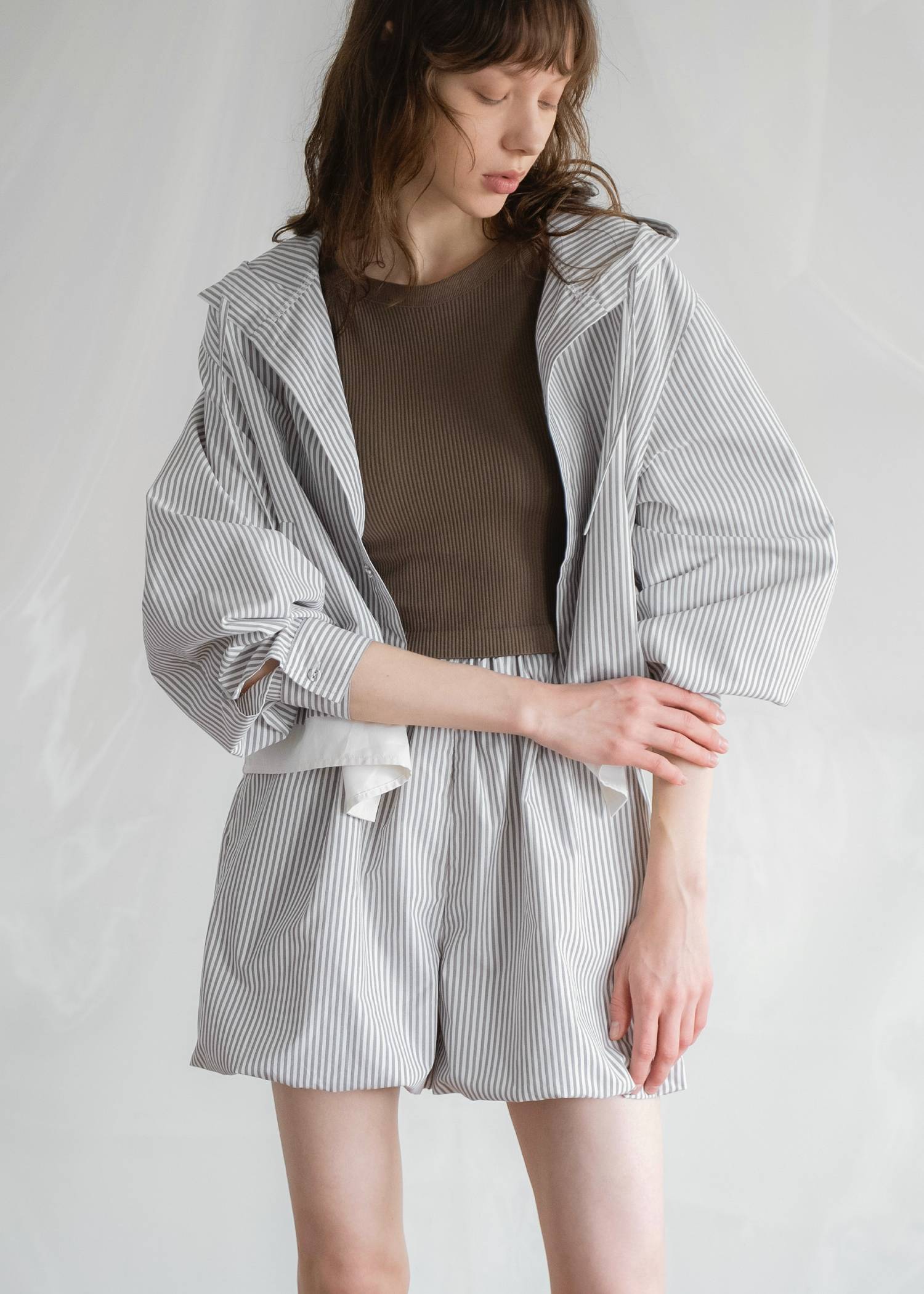 UV cut layered hem shirt hoodie tops