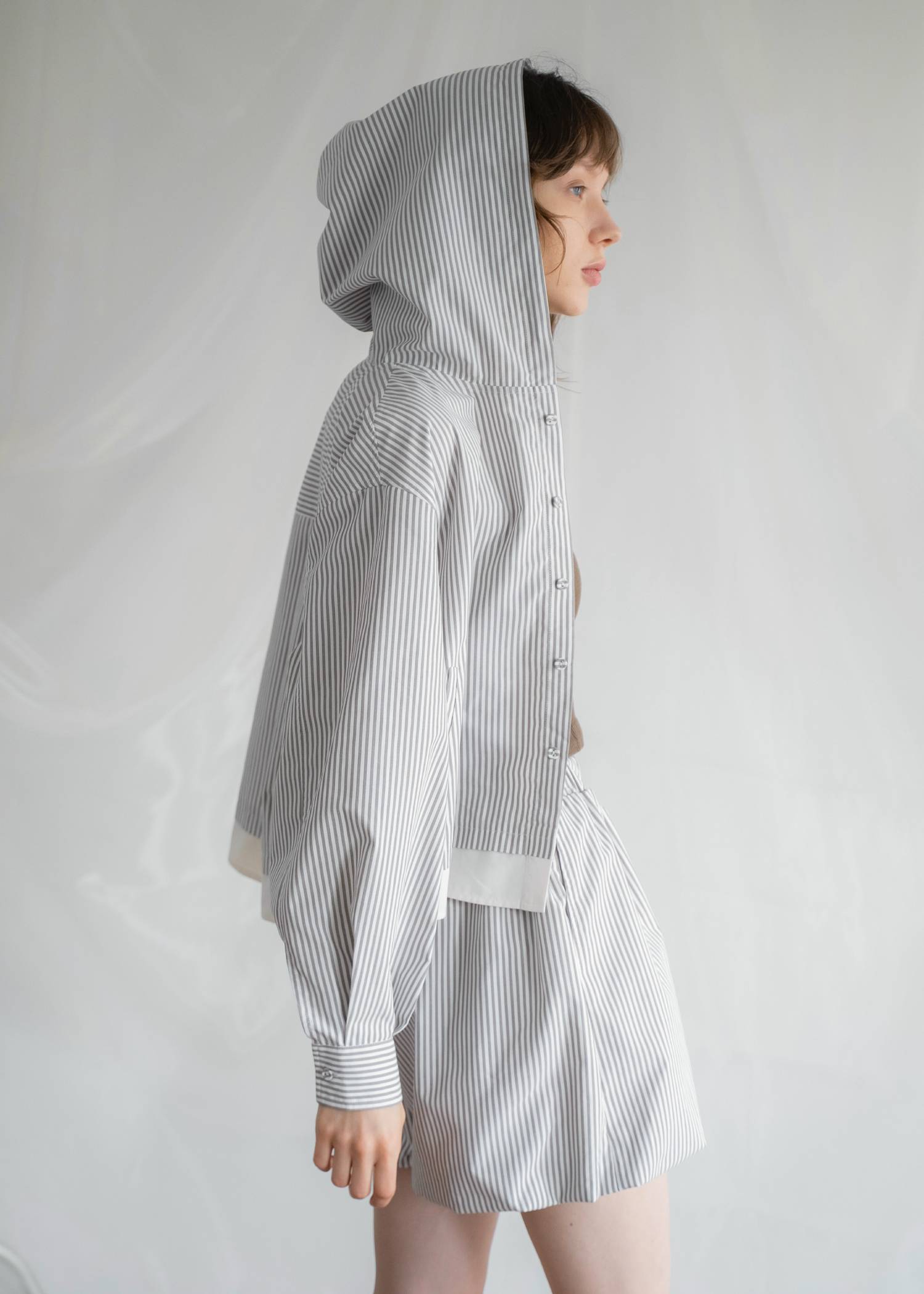 UV cut layered hem shirt hoodie tops