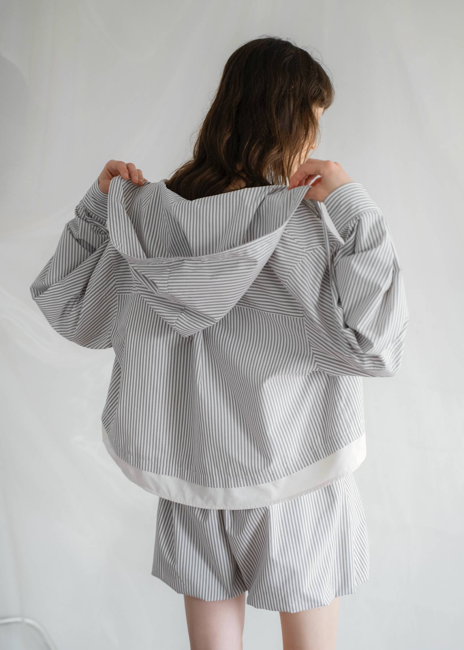 UV cut layered hem shirt hoodie tops