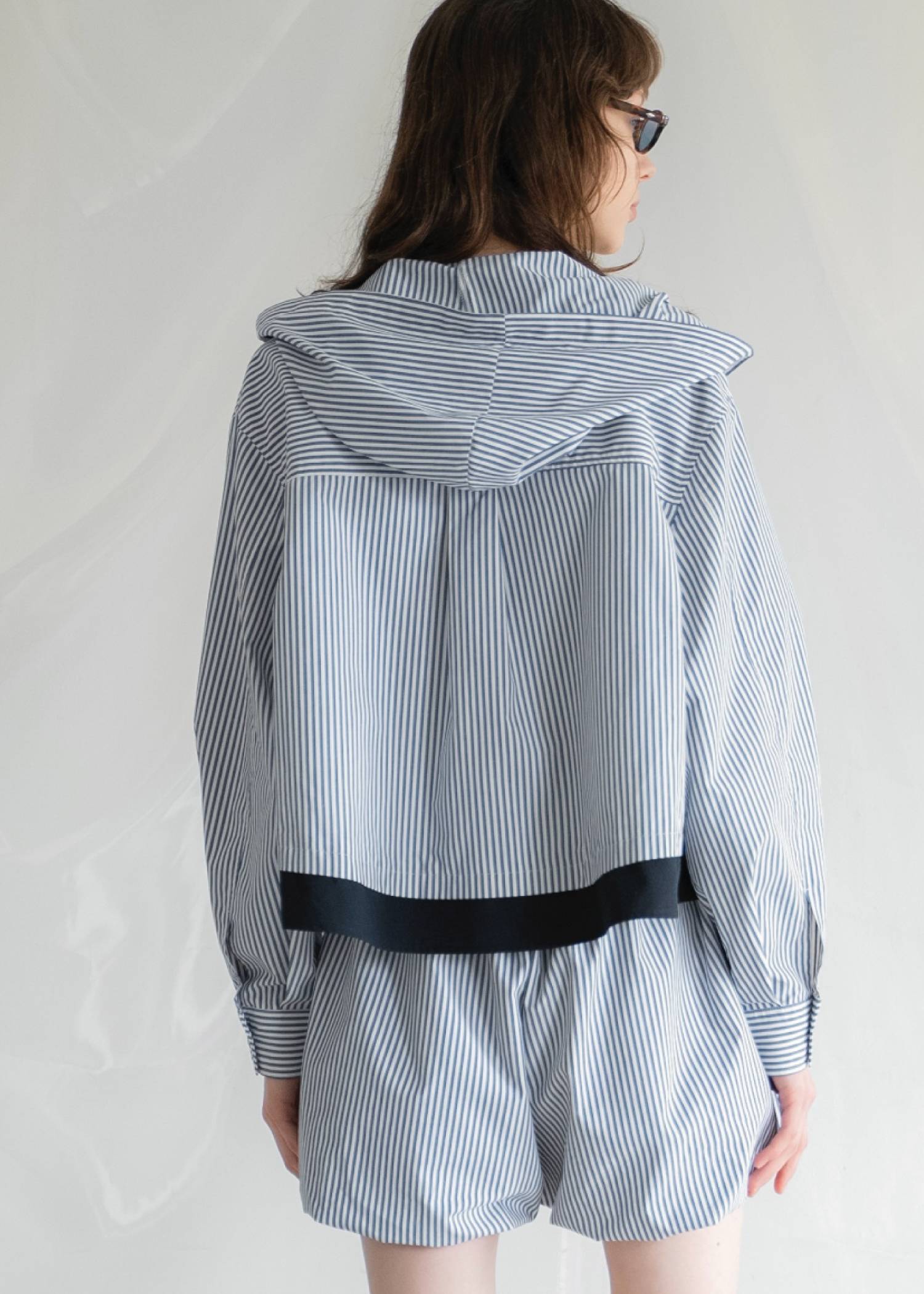 UV cut layered hem shirt hoodie tops