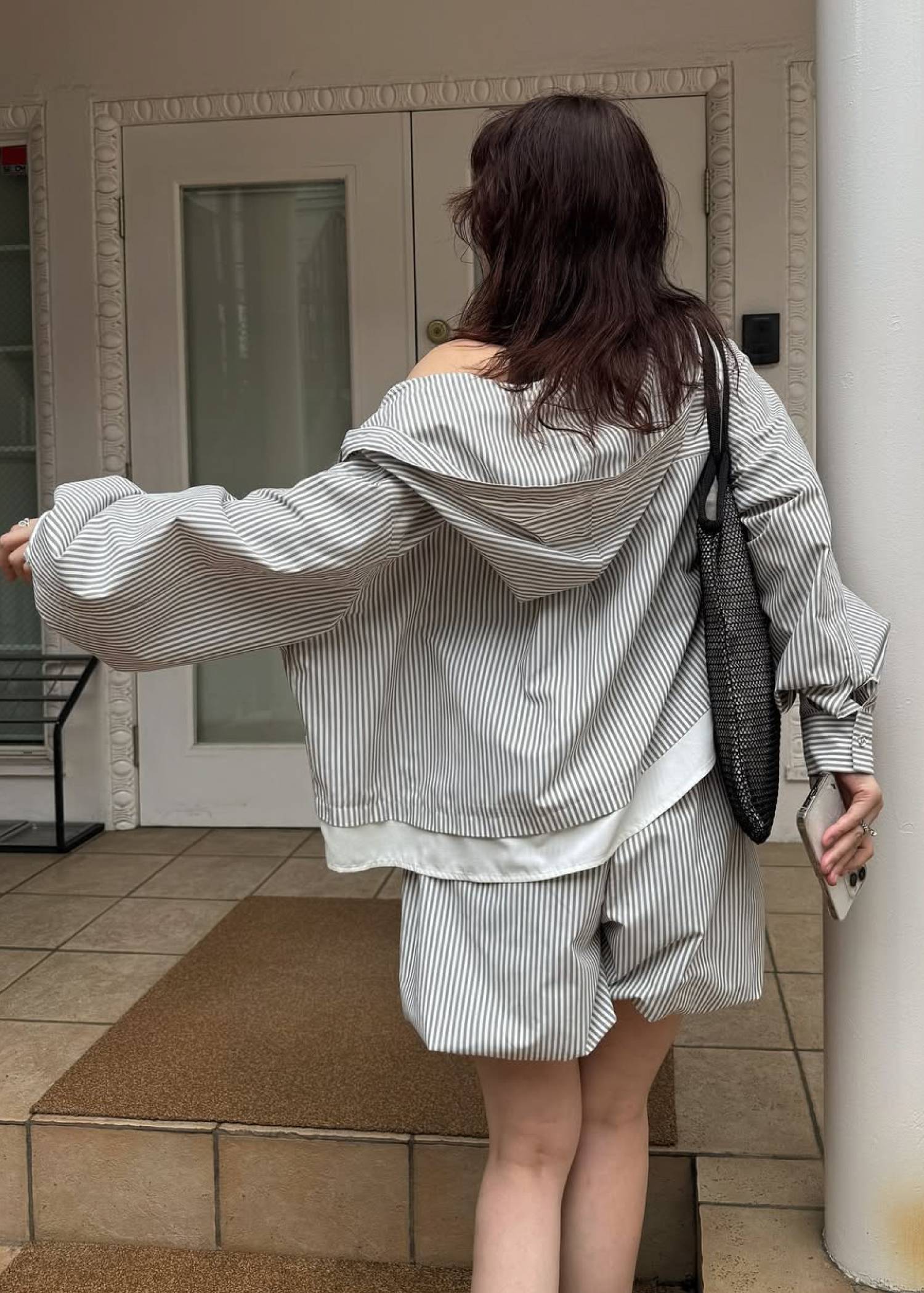 UV cut layered hem shirt hoodie tops