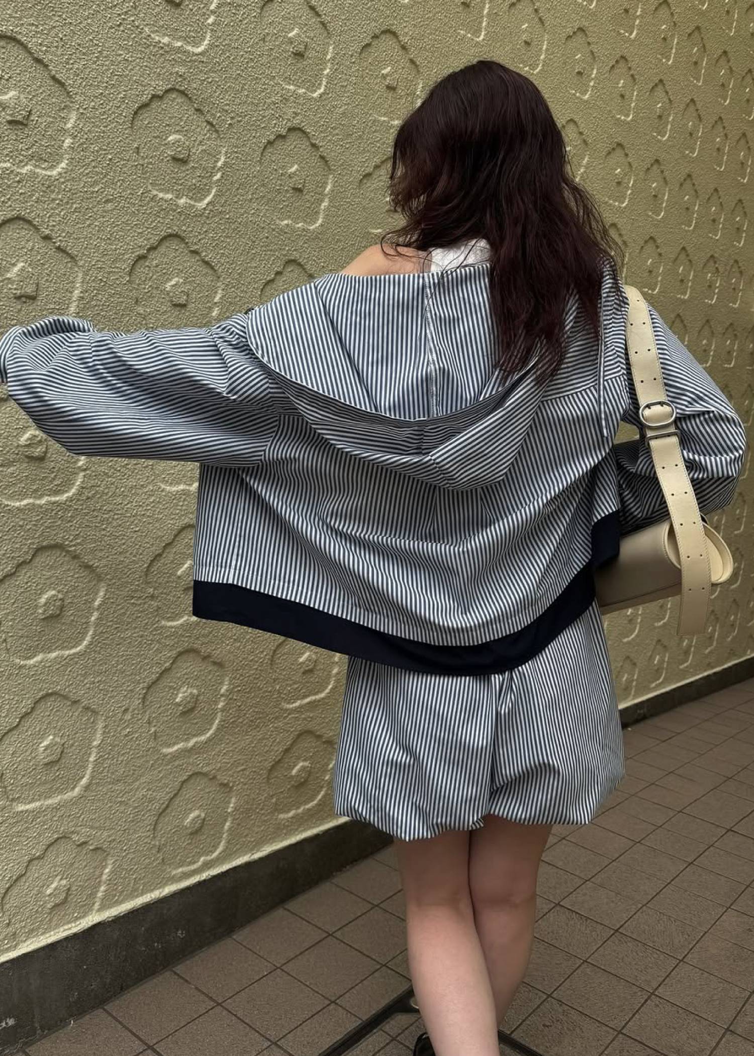 UV cut layered hem shirt hoodie tops