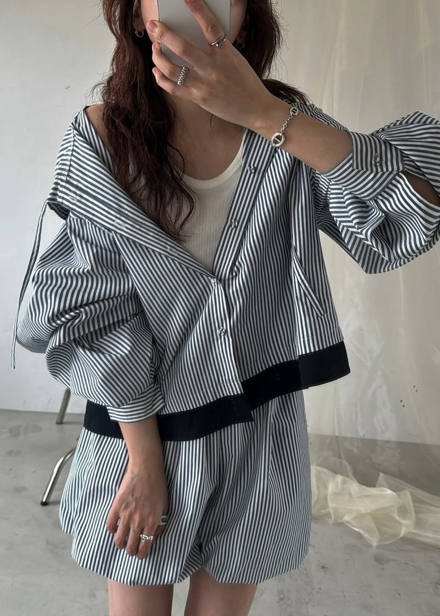 UV cut layered hem shirt hoodie tops