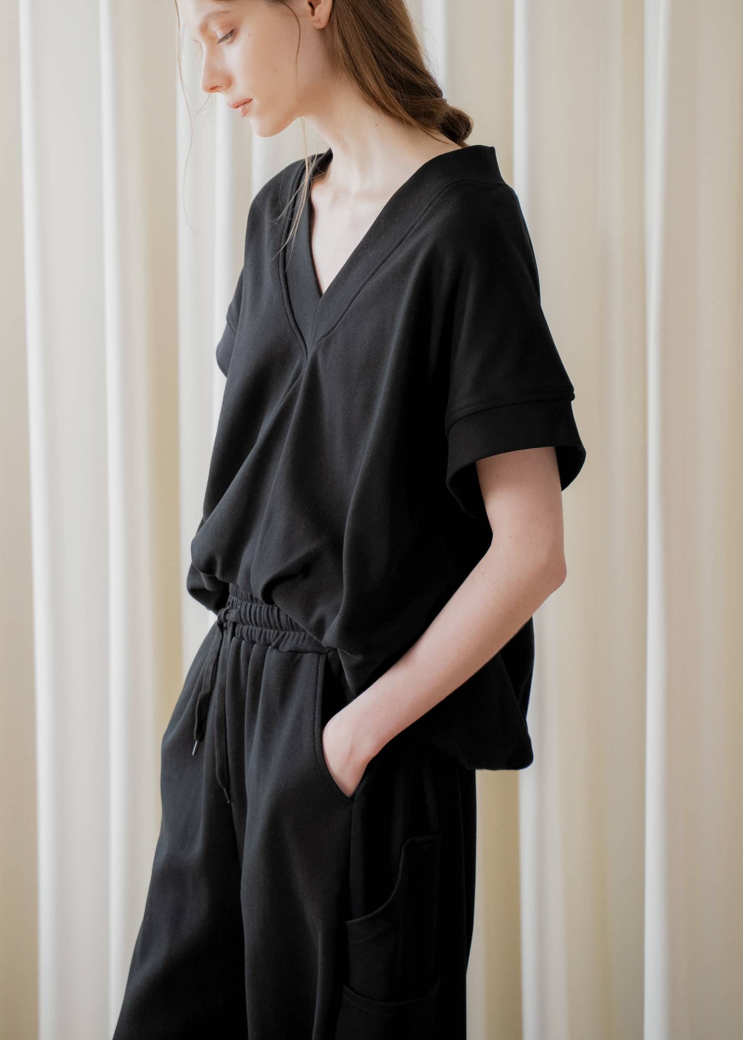 balloon hem moss stitch sweat tops