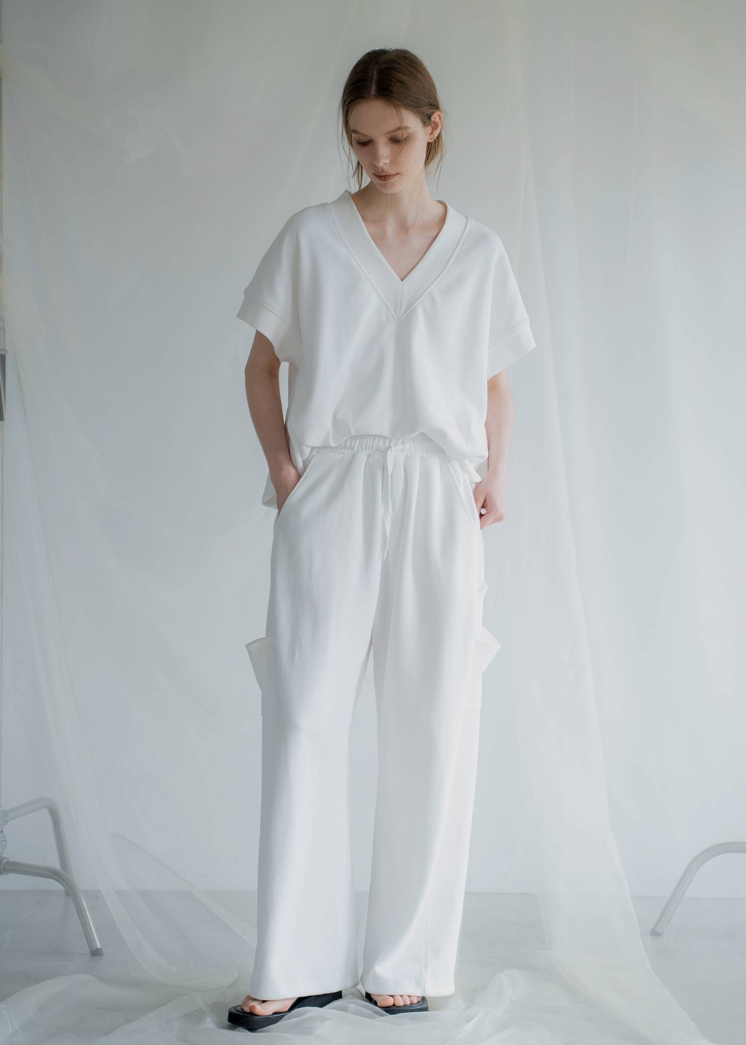 balloon hem moss stitch sweat tops