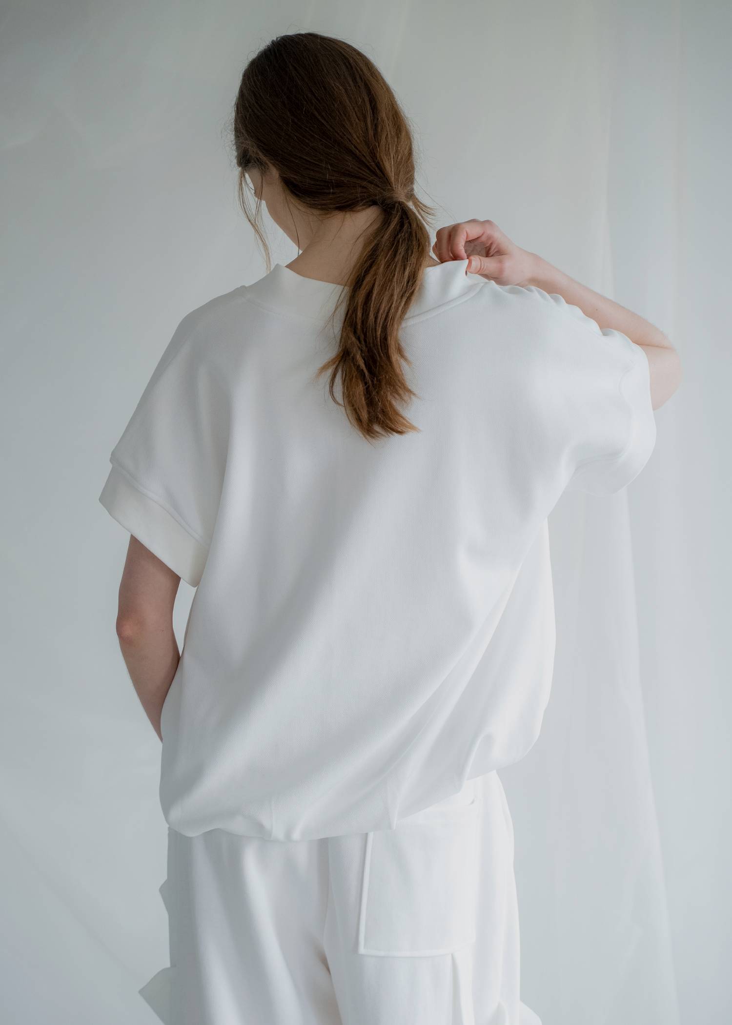 balloon hem moss stitch sweat tops