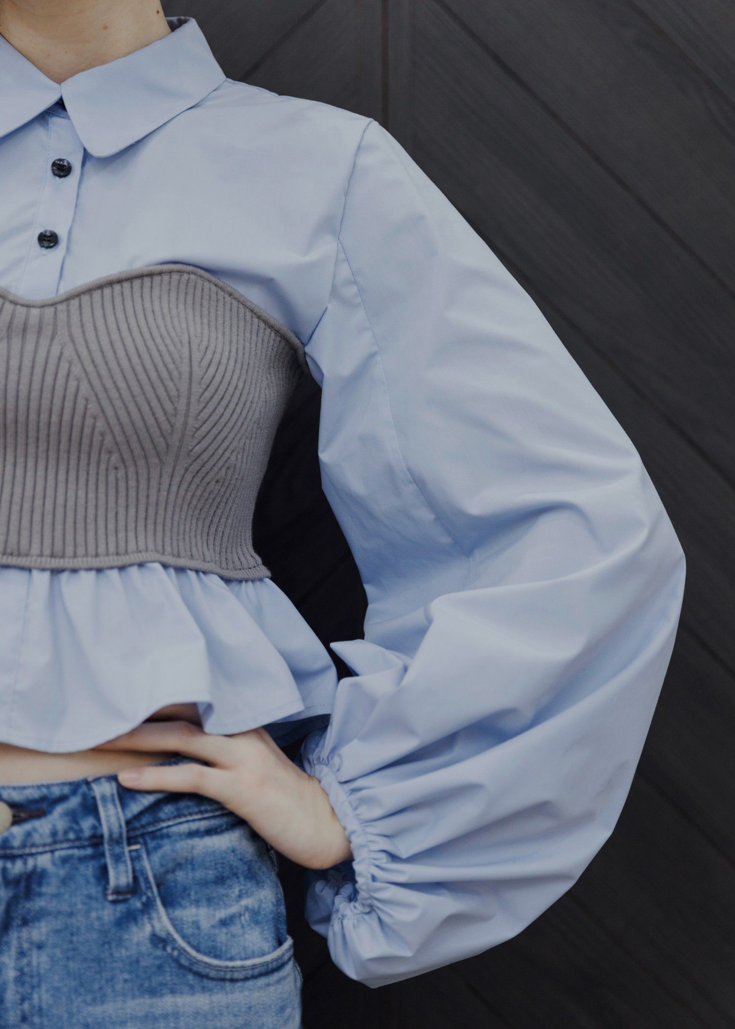 knit bustier docking peplum BL