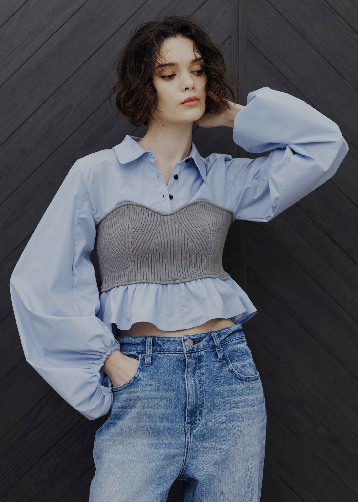 knit bustier docking peplum BL