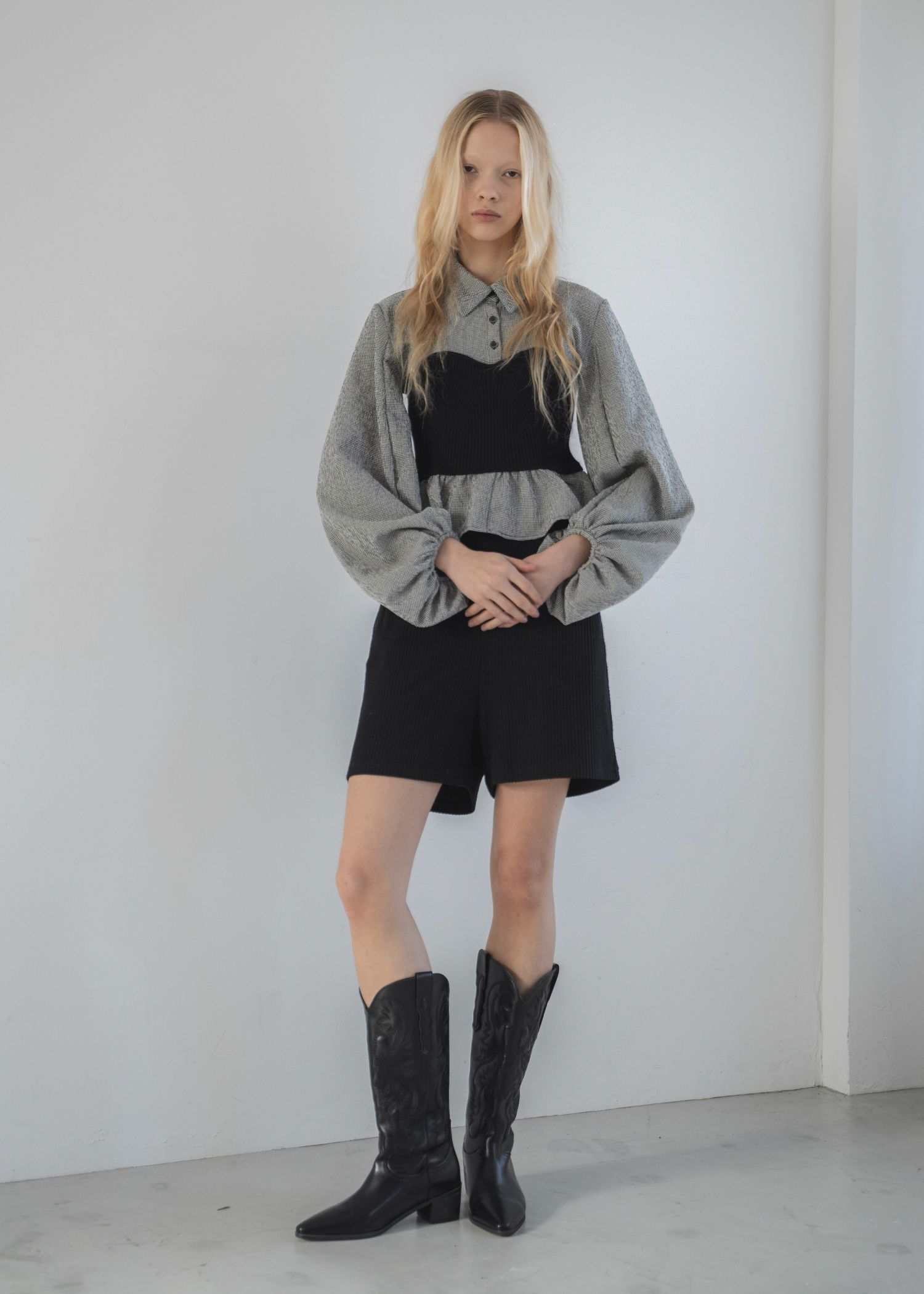 knit bustier docking peplum BL