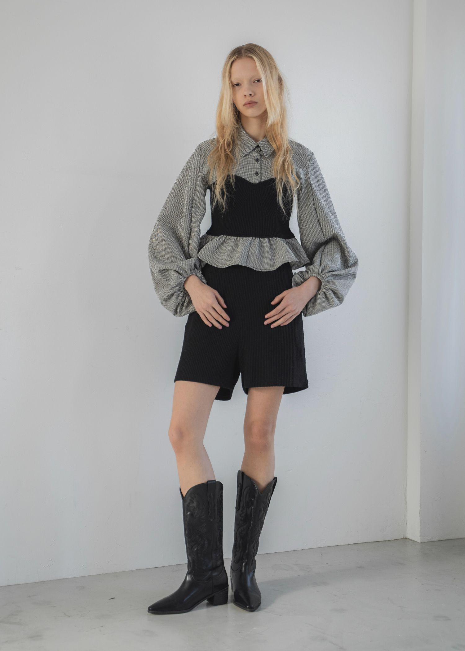 knit bustier docking peplum BL