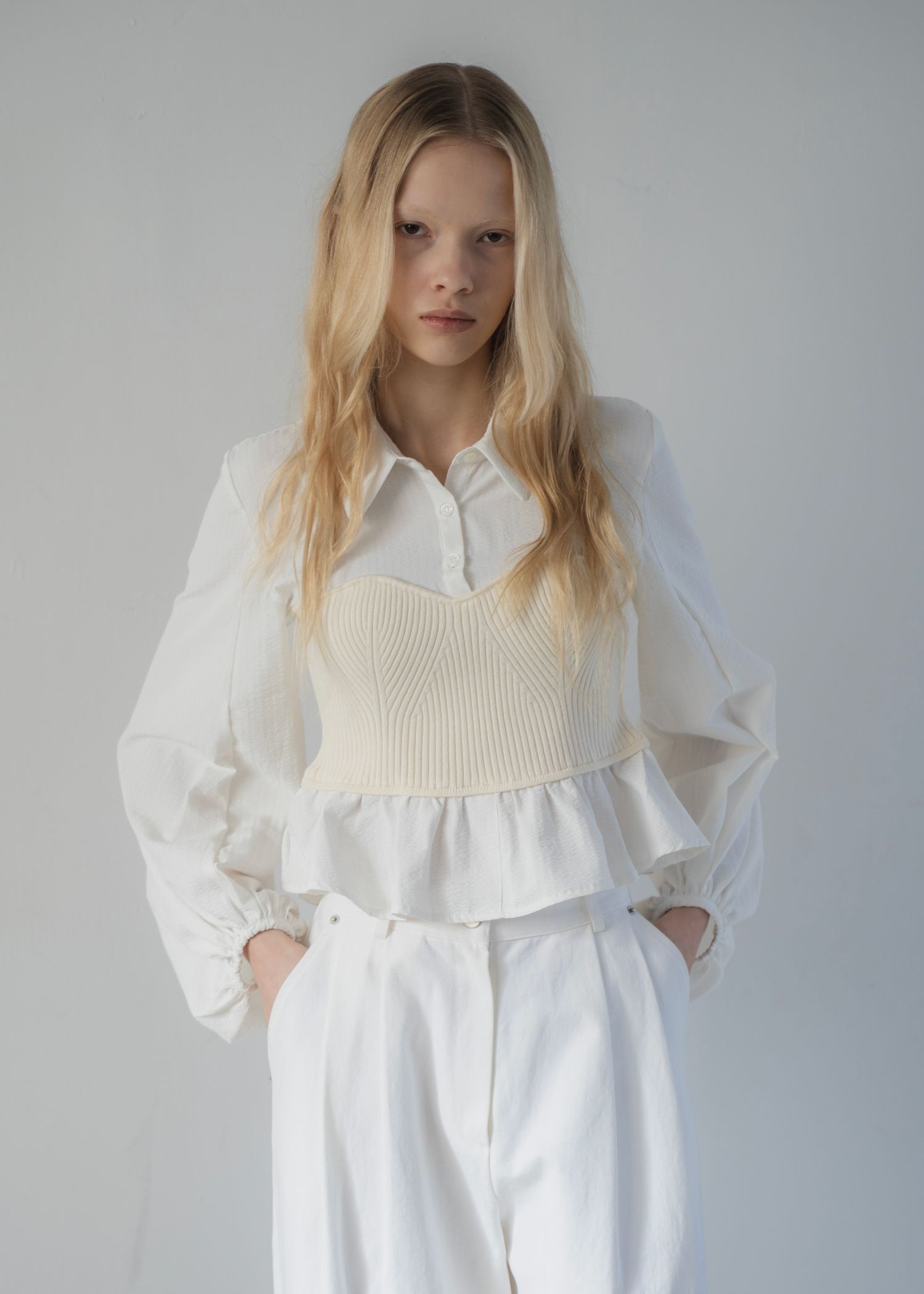 knit bustier docking peplum BL