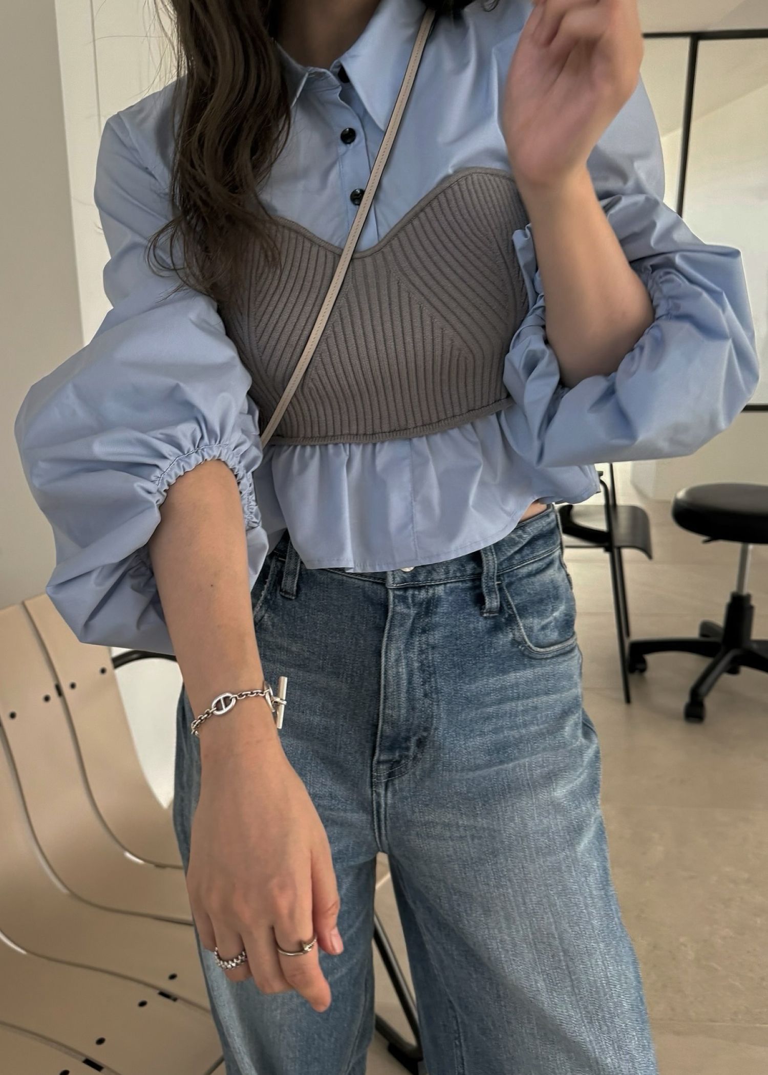 knit bustier docking peplum BL