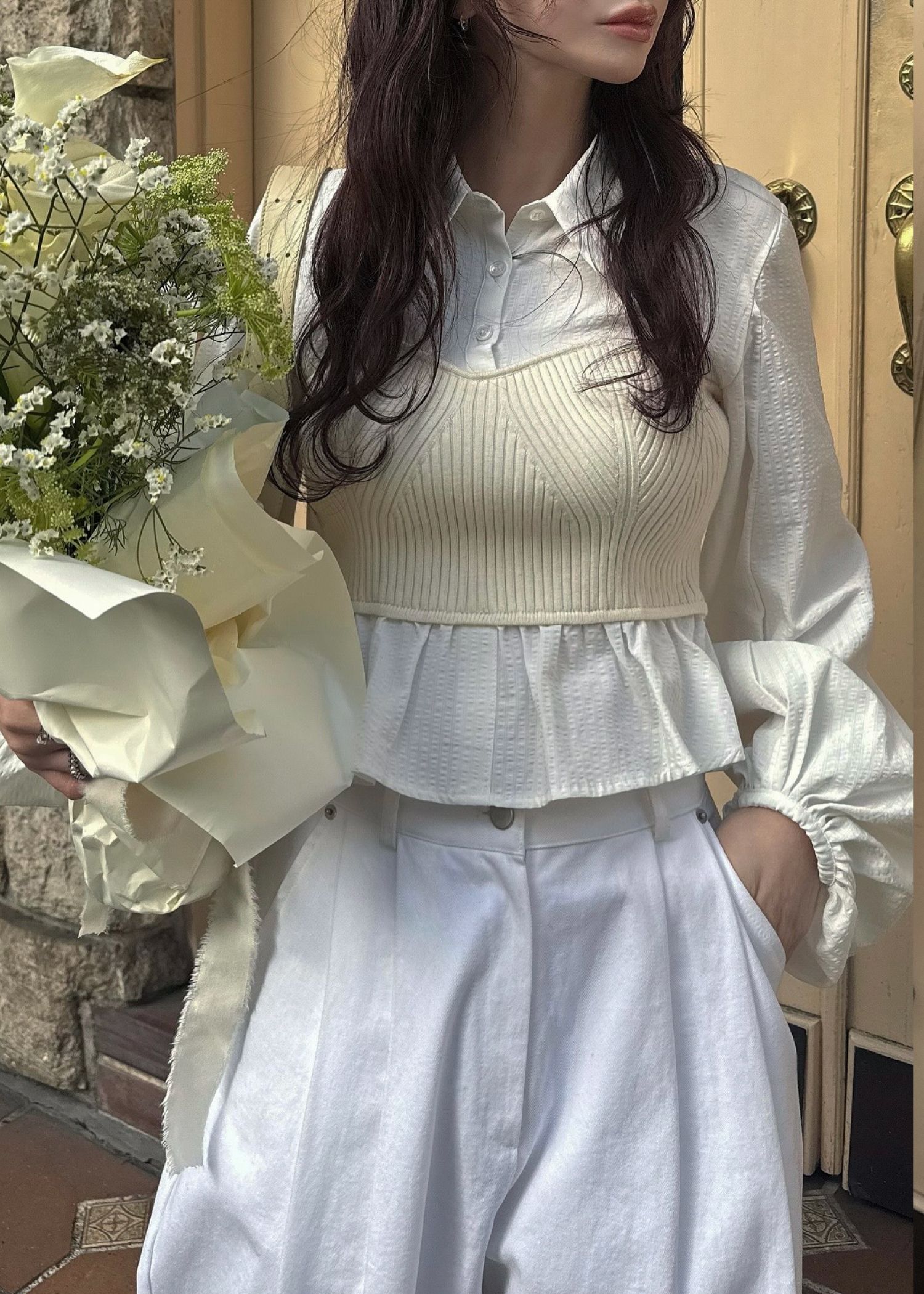 knit bustier docking peplum BL