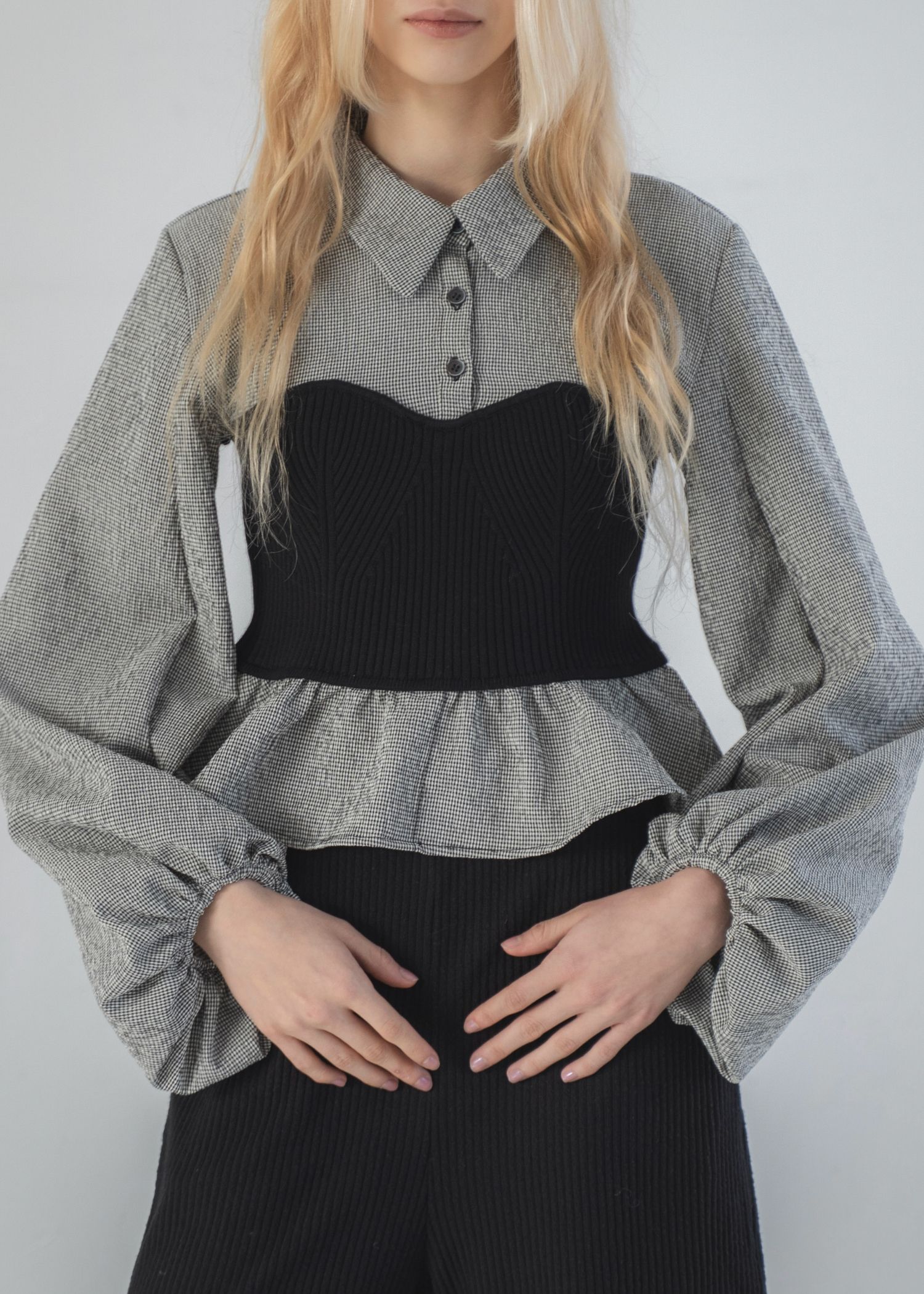 knit bustier docking peplum BL