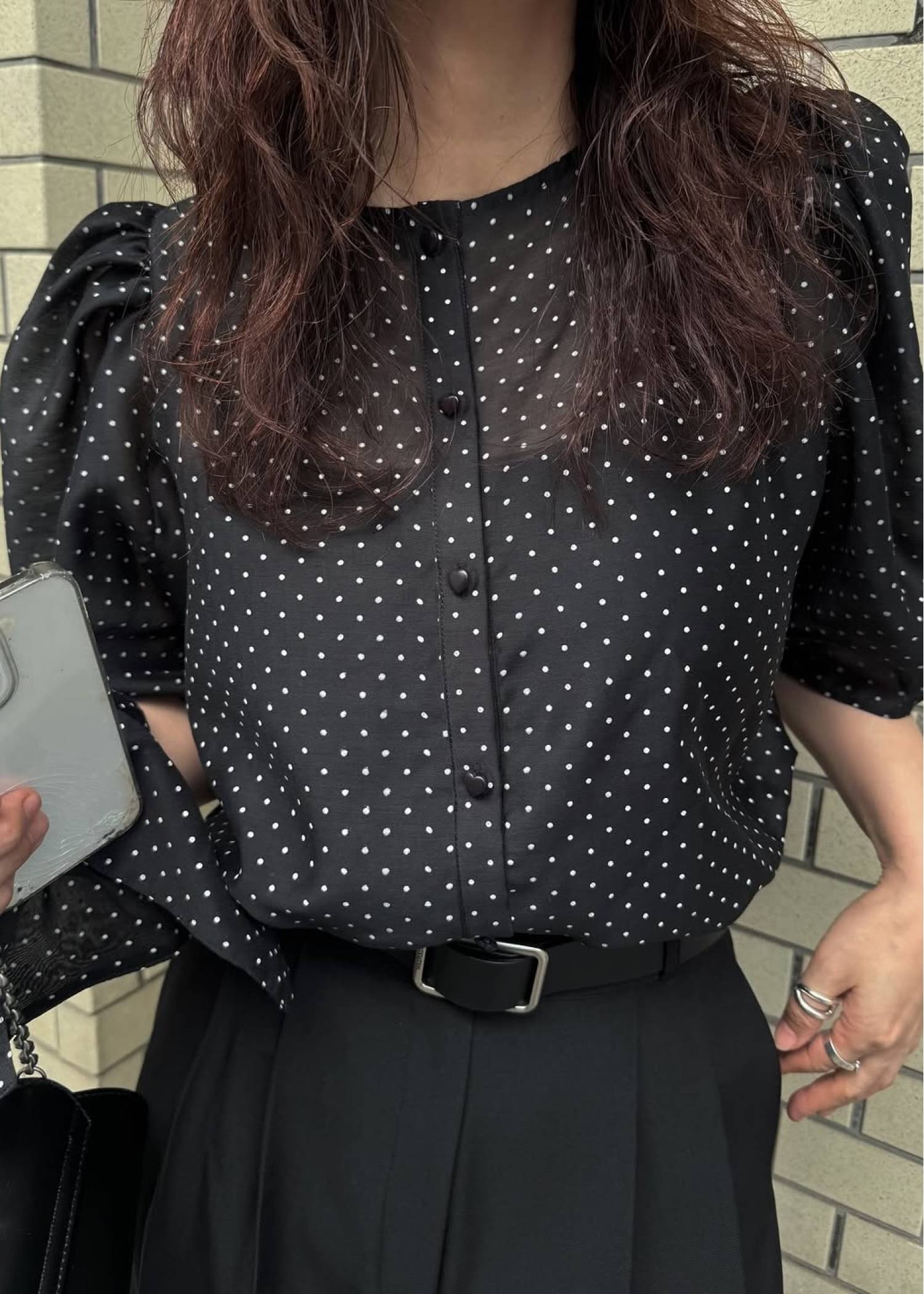 volume sleeve dot scrunchie BL