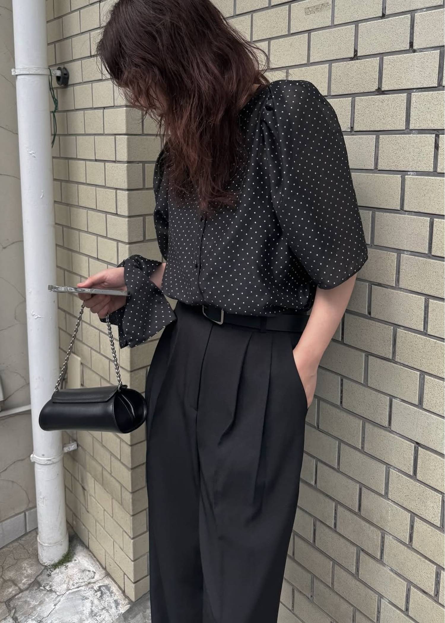 volume sleeve dot scrunchie BL